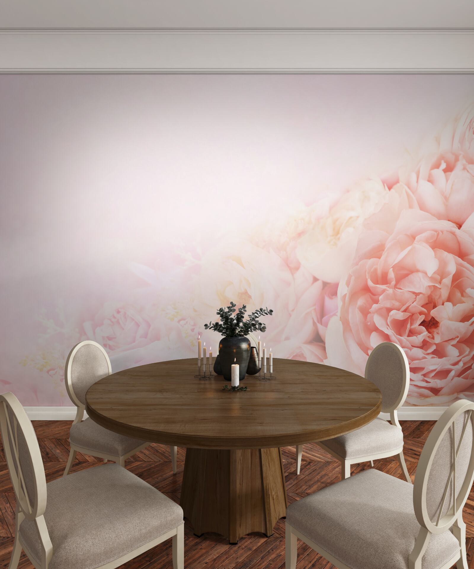 Fotobehang dunne roze bloemen