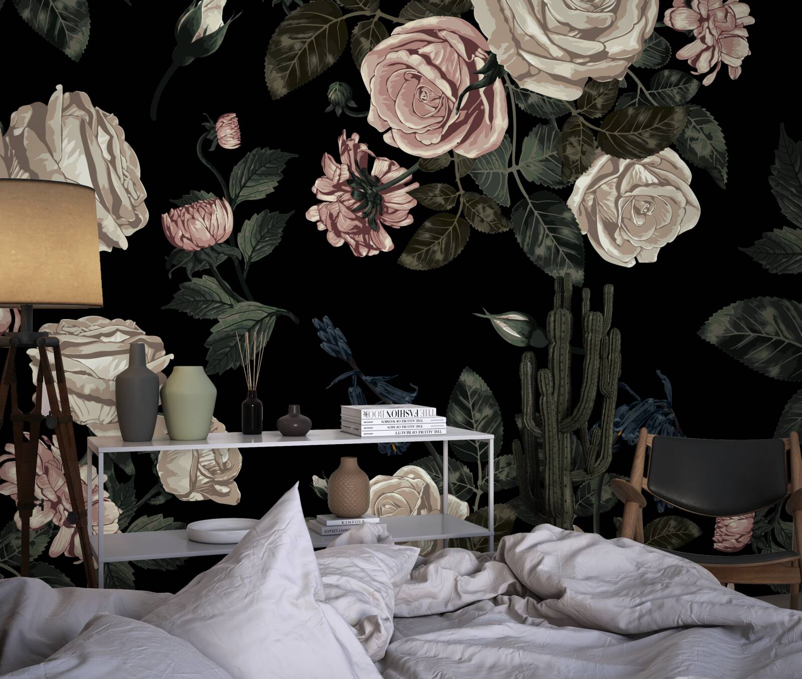 Fotobehang heldere knoppen contrasteren met de donkere achtergrond