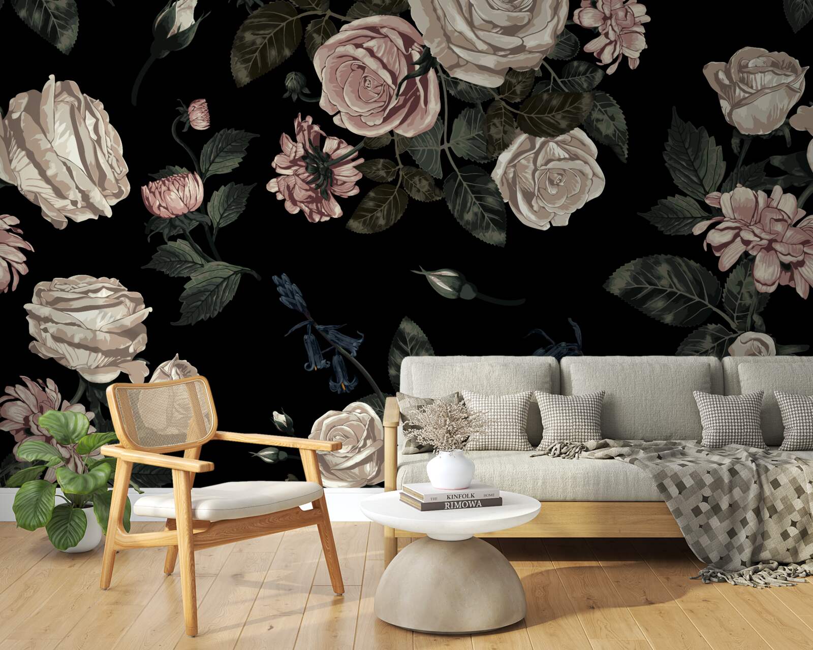 Fotobehang heldere knoppen contrasteren met de donkere achtergrond