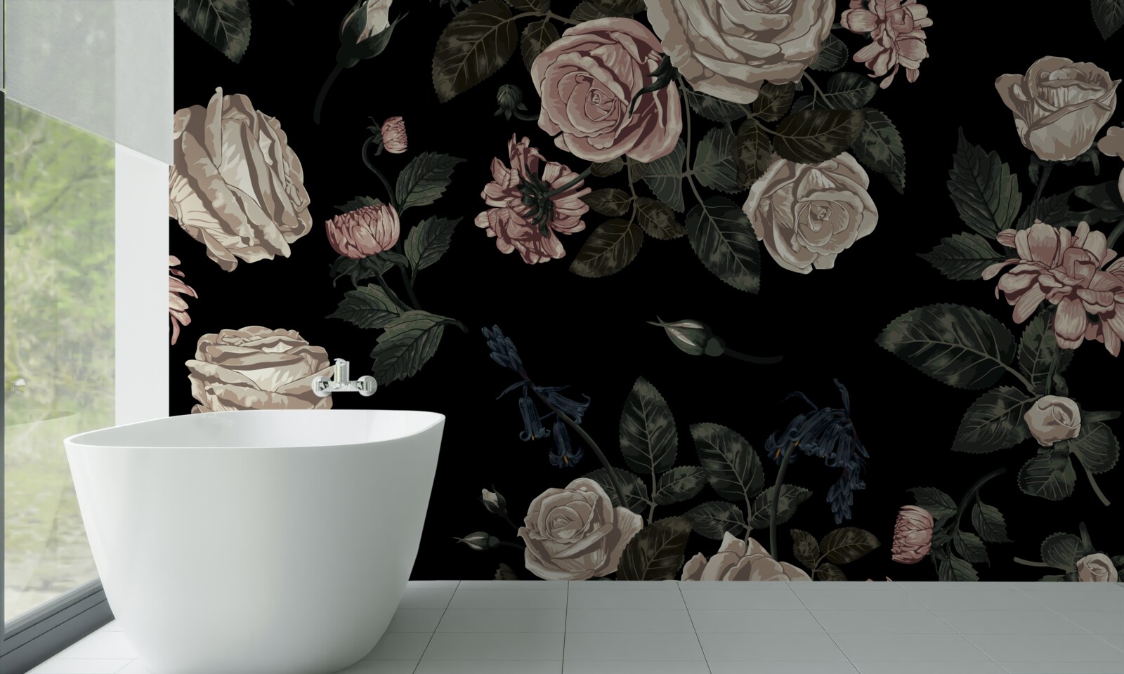 Fotobehang heldere knoppen contrasteren met de donkere achtergrond