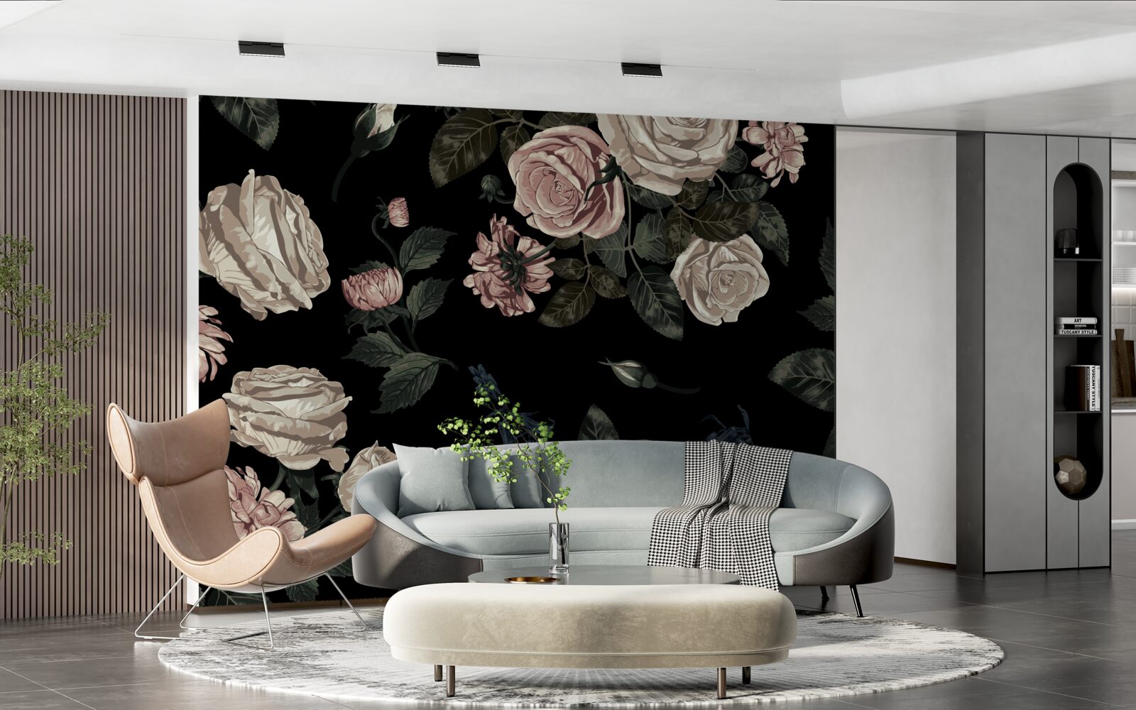 Fotobehang heldere knoppen contrasteren met de donkere achtergrond