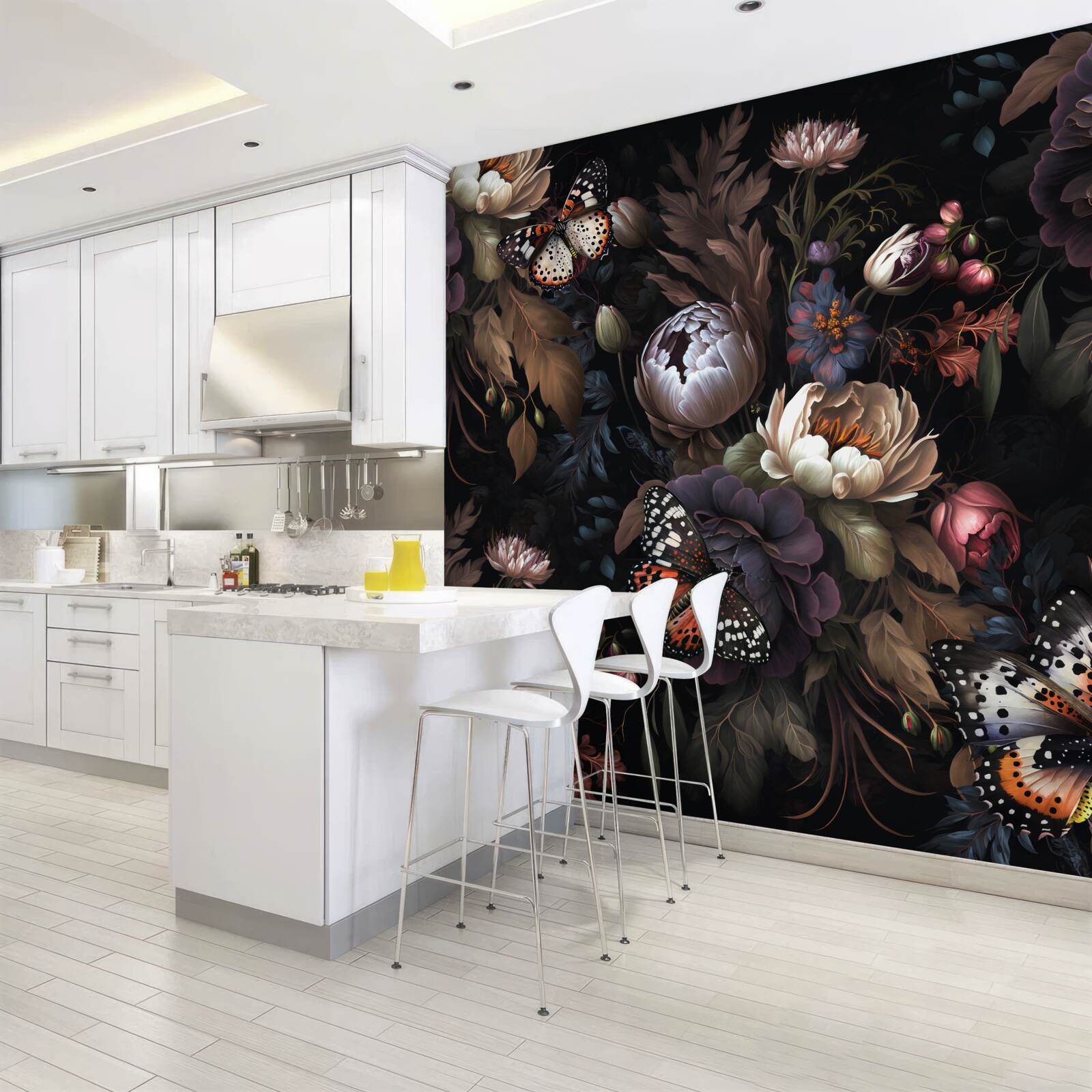 Fotobehang als de nacht valt, vallen de bloemen in slaap