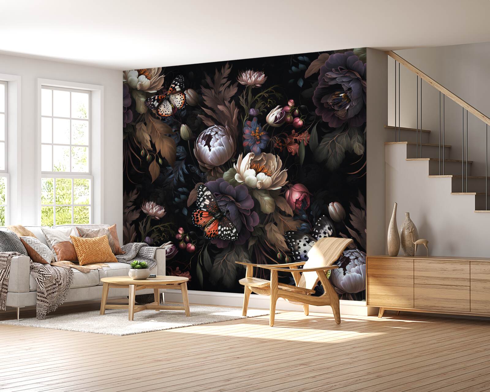 Fotobehang als de nacht valt, vallen de bloemen in slaap