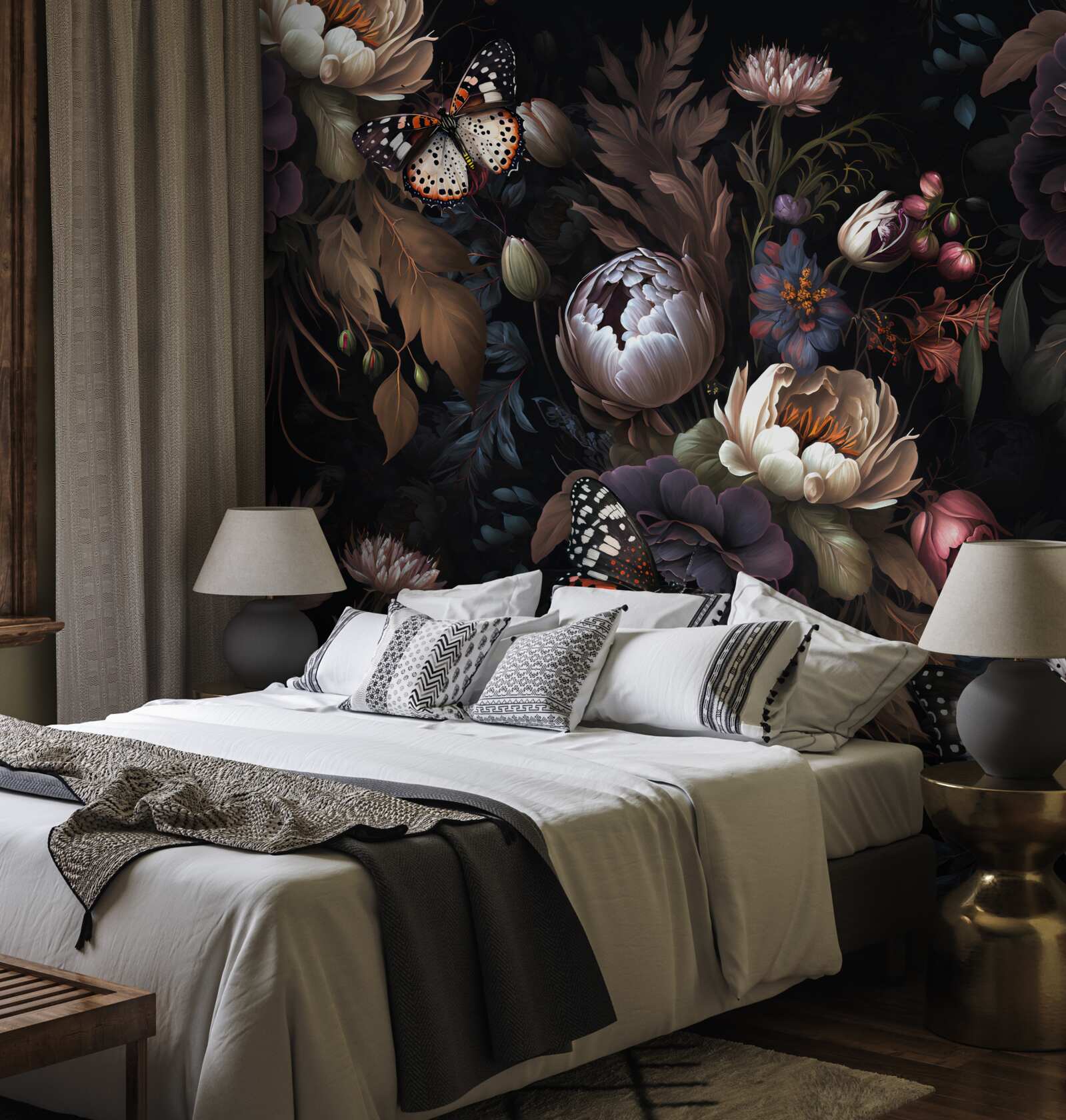 Fotobehang als de nacht valt, vallen de bloemen in slaap