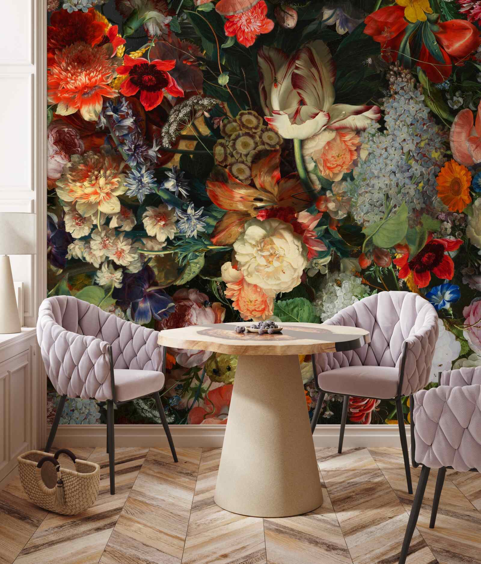 Fotobehang Levende seizoensbloemen in volle zomerbloei