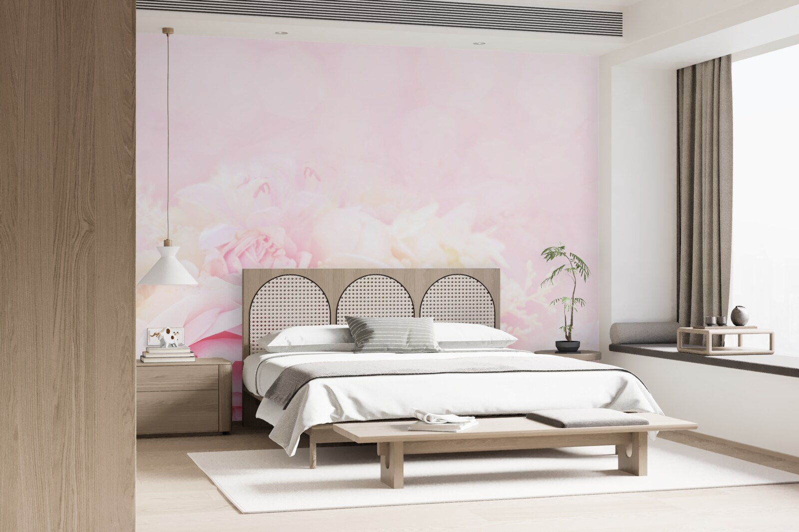 Fotobehang pioen roze roos set