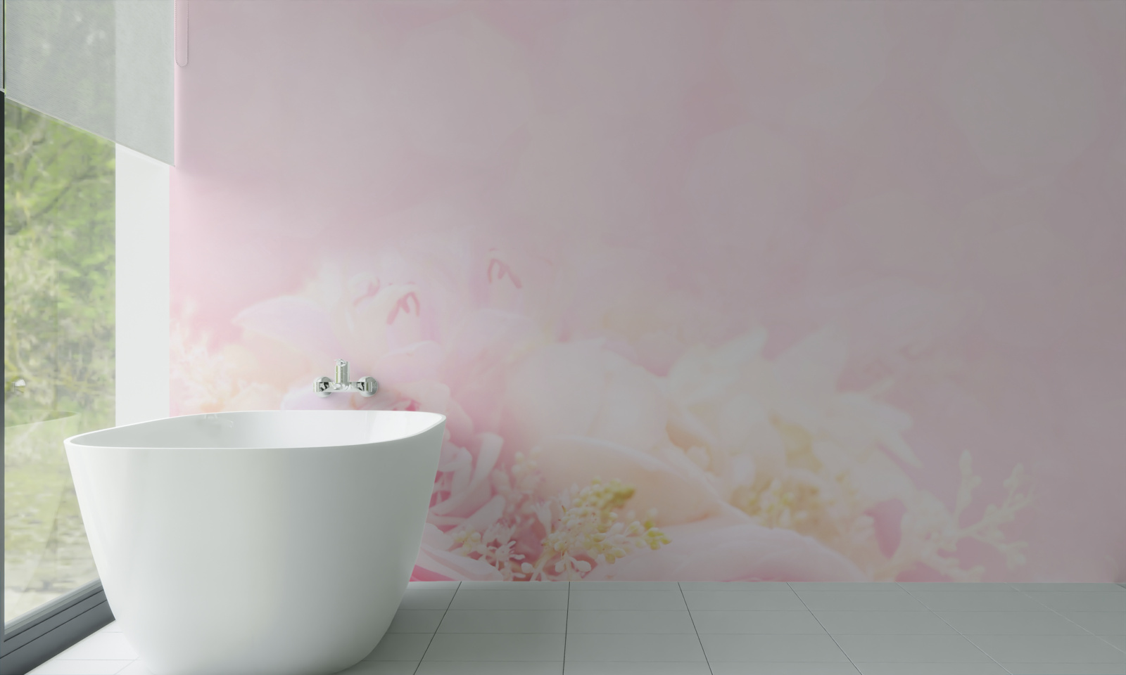 Fotobehang pioen roze roos set