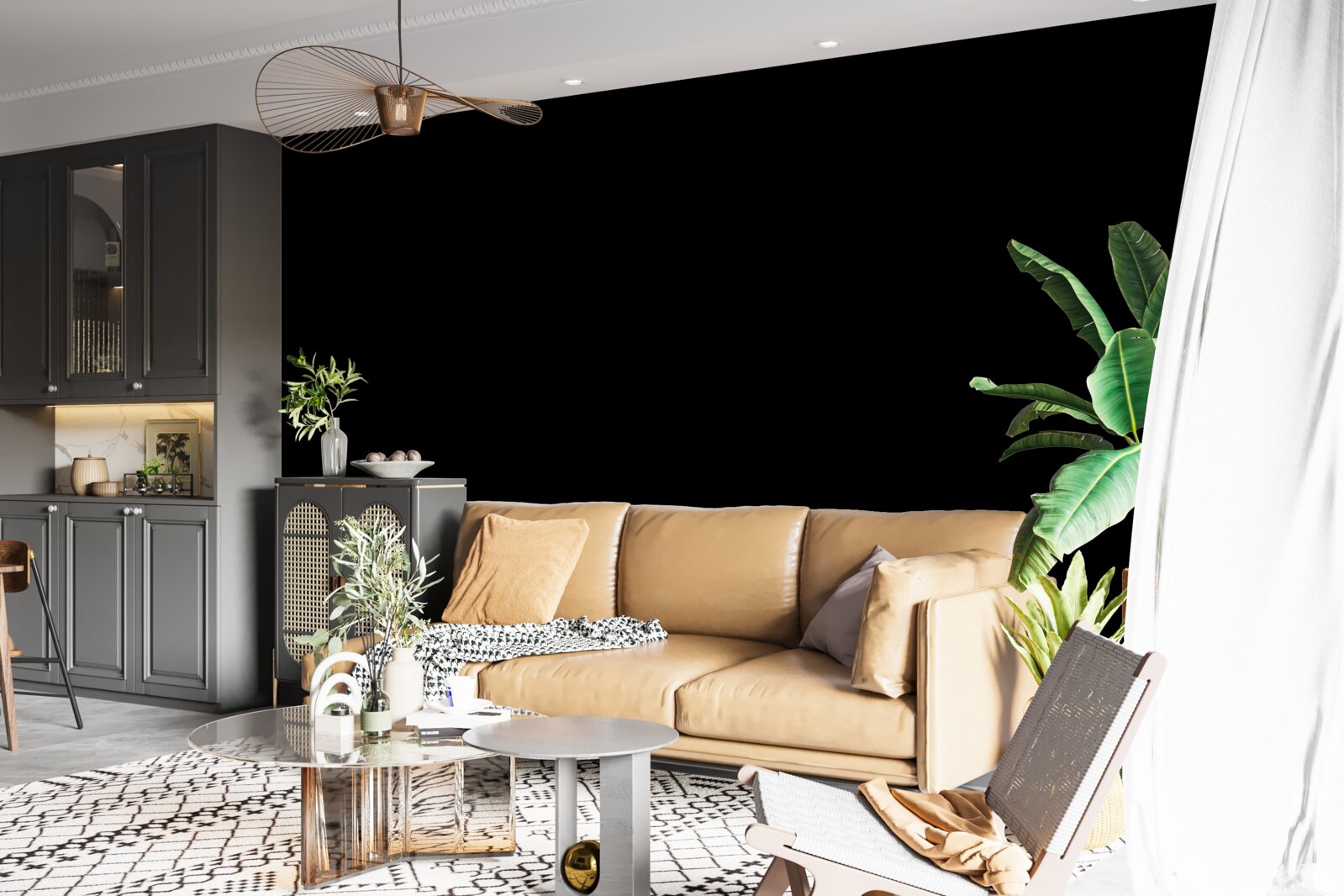 Fotobehang pioen roze roos set