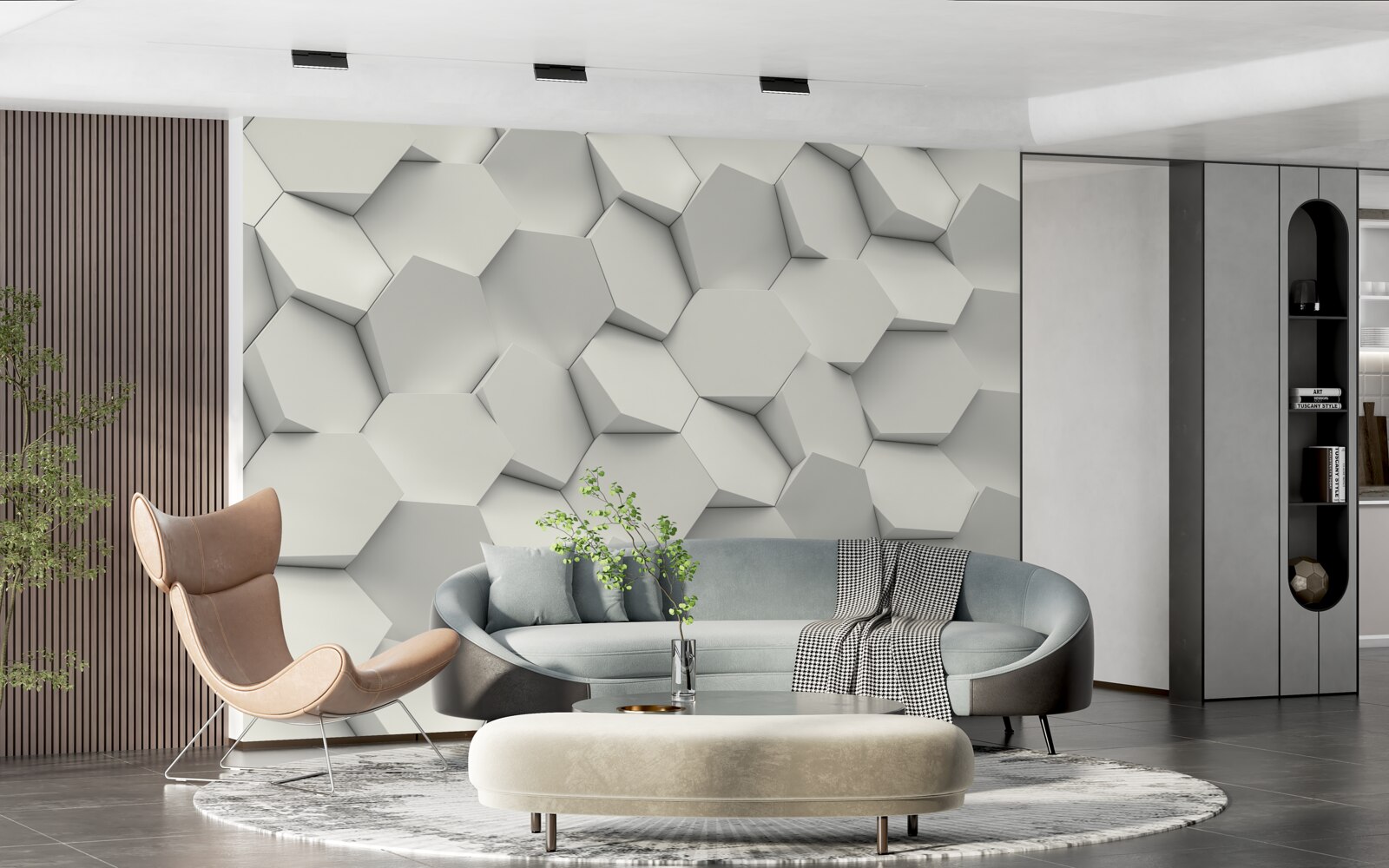 Fotobehang de zeshoeken draaien in verschillende richtingen