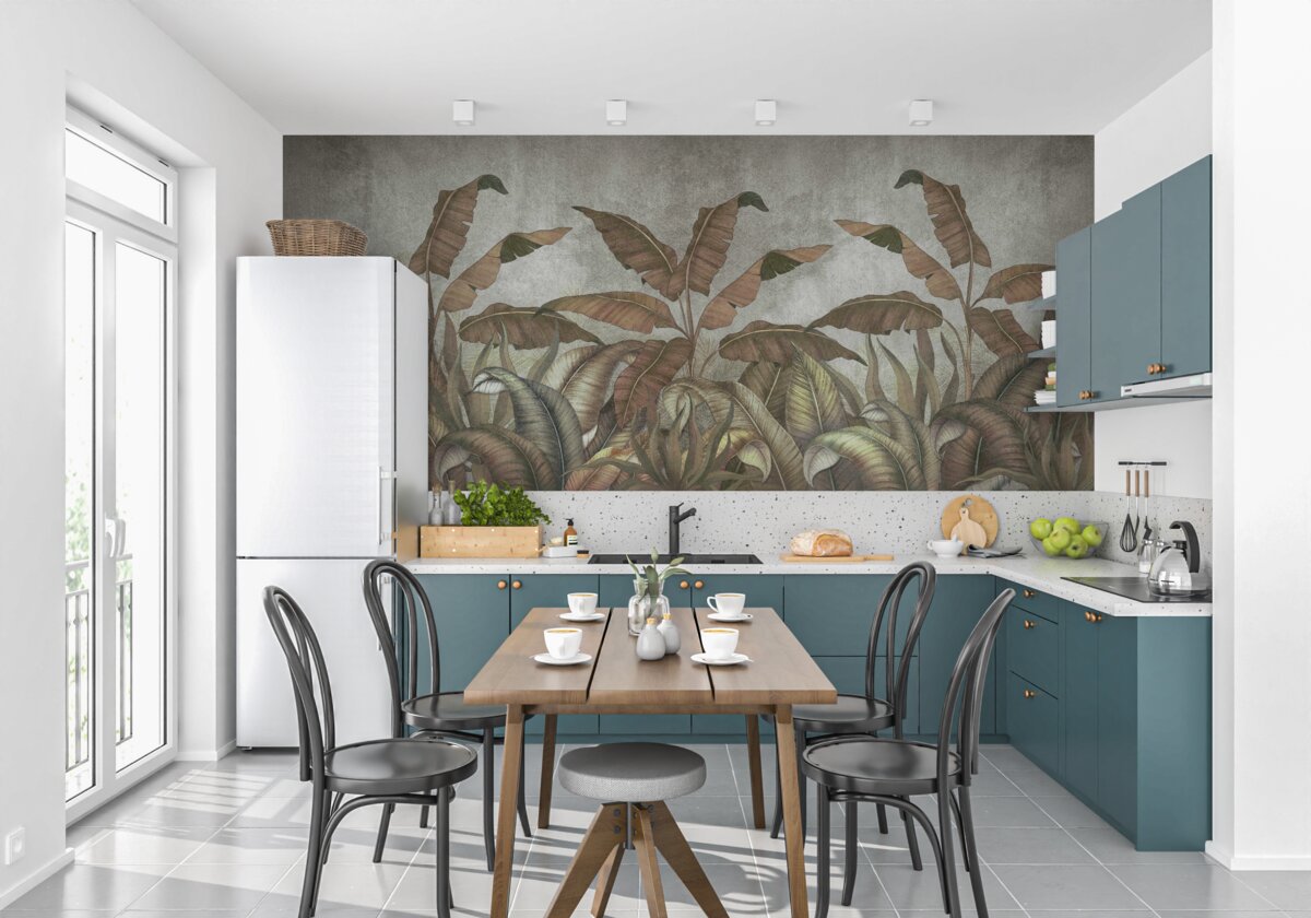 Fotobehang verwelkte varenbladeren