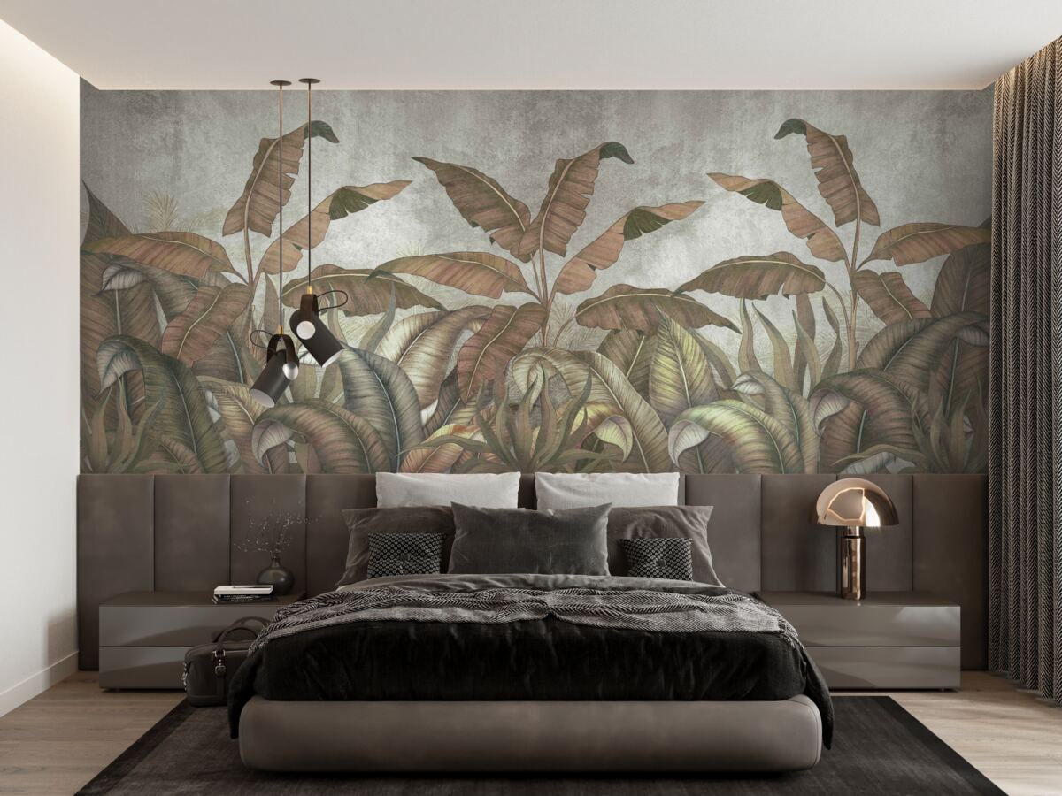 Fotobehang verwelkte varenbladeren