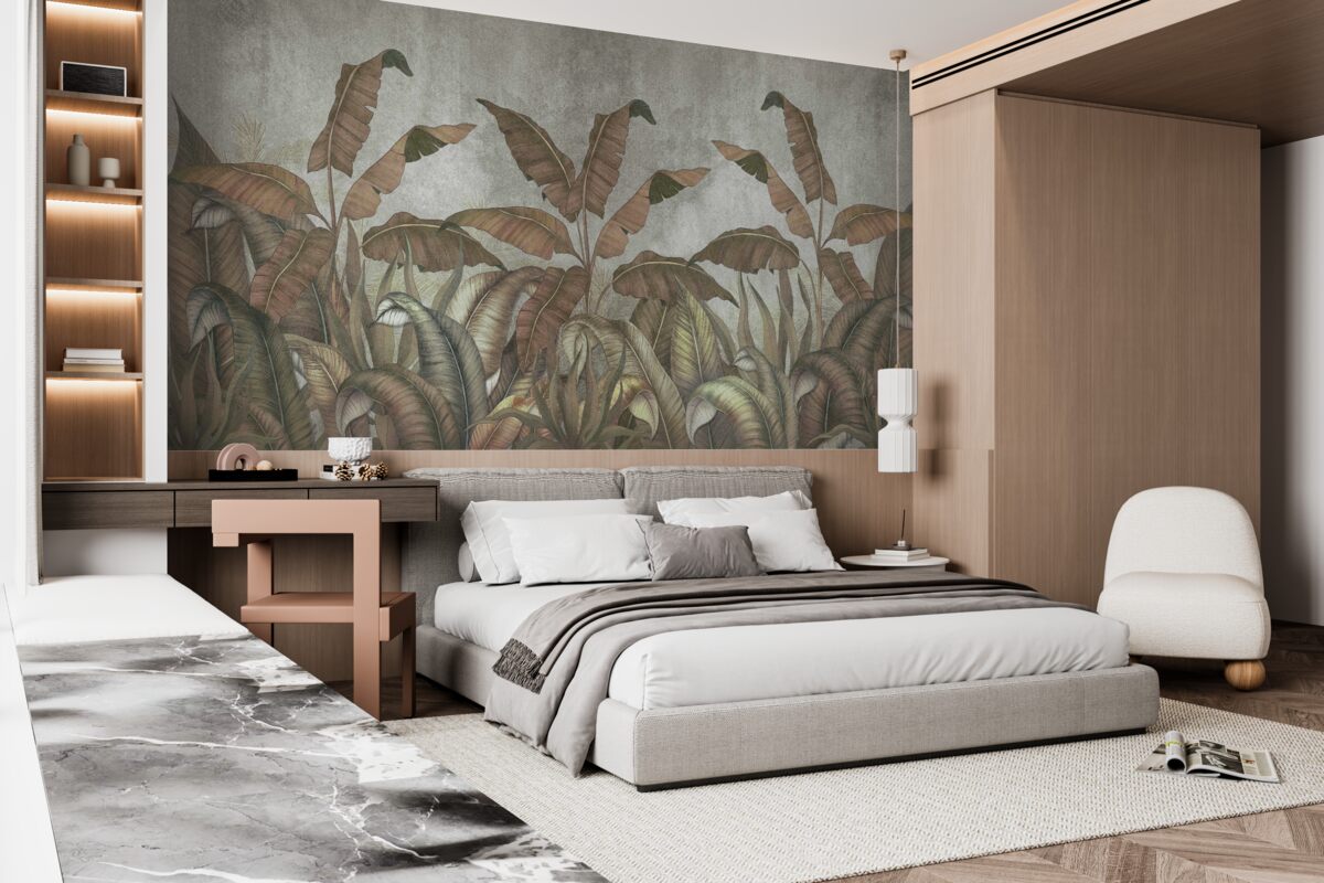 Fotobehang verwelkte varenbladeren