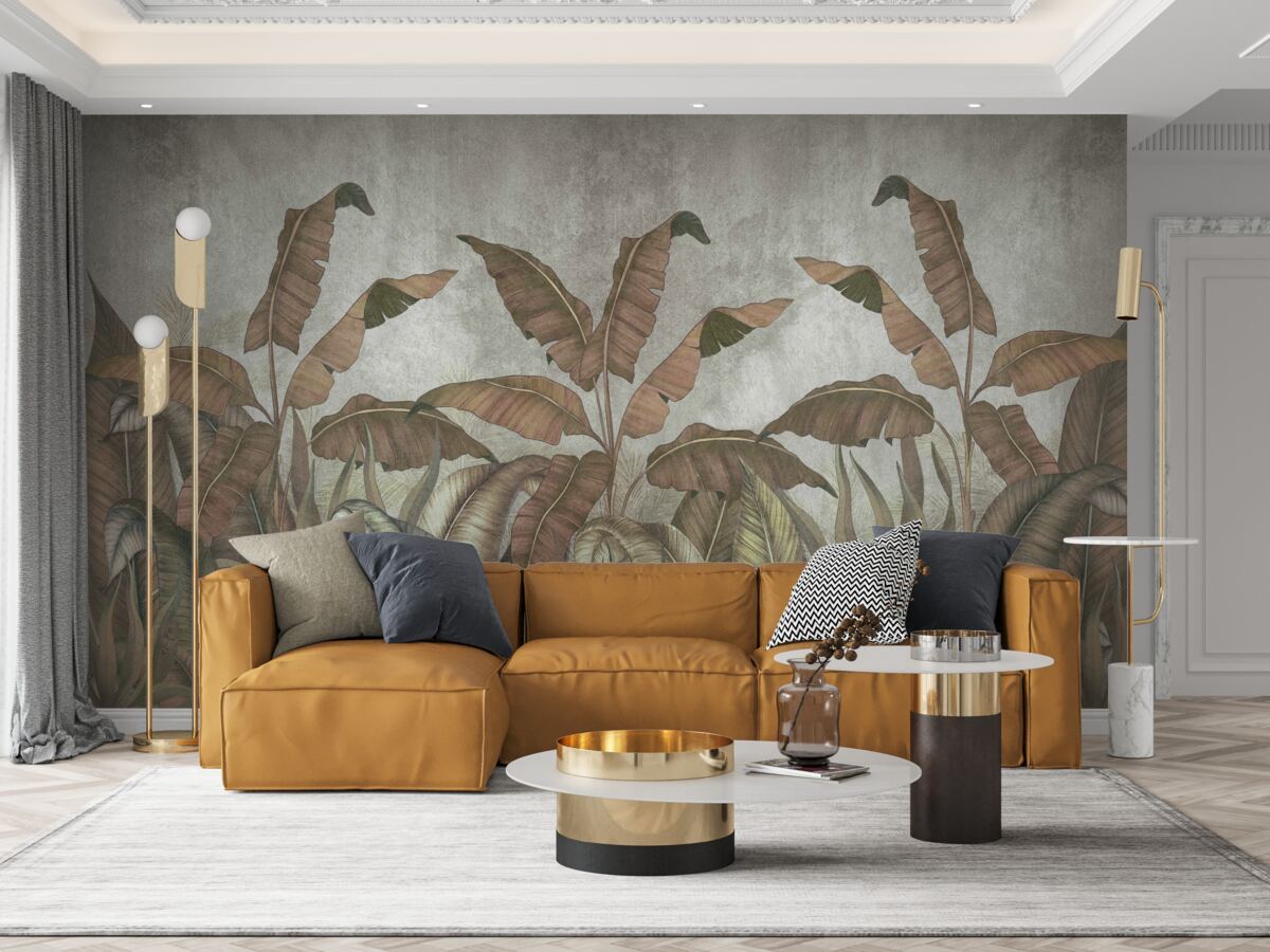 Fotobehang verwelkte varenbladeren