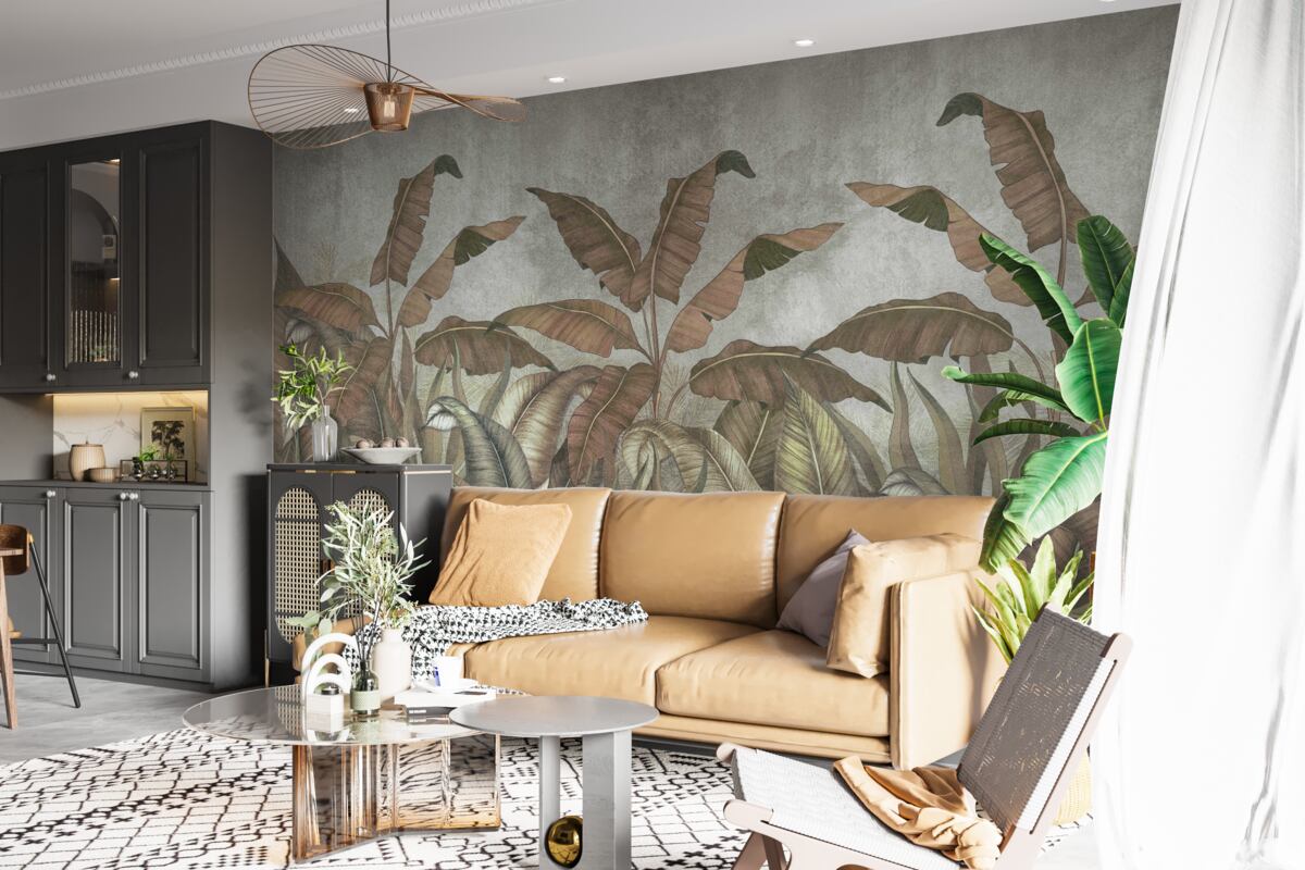 Fotobehang verwelkte varenbladeren