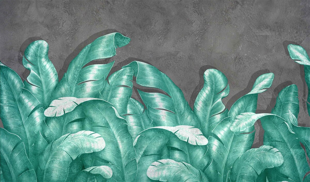 Fotobehang grote varenbladeren, smaragdgroen geschilderd