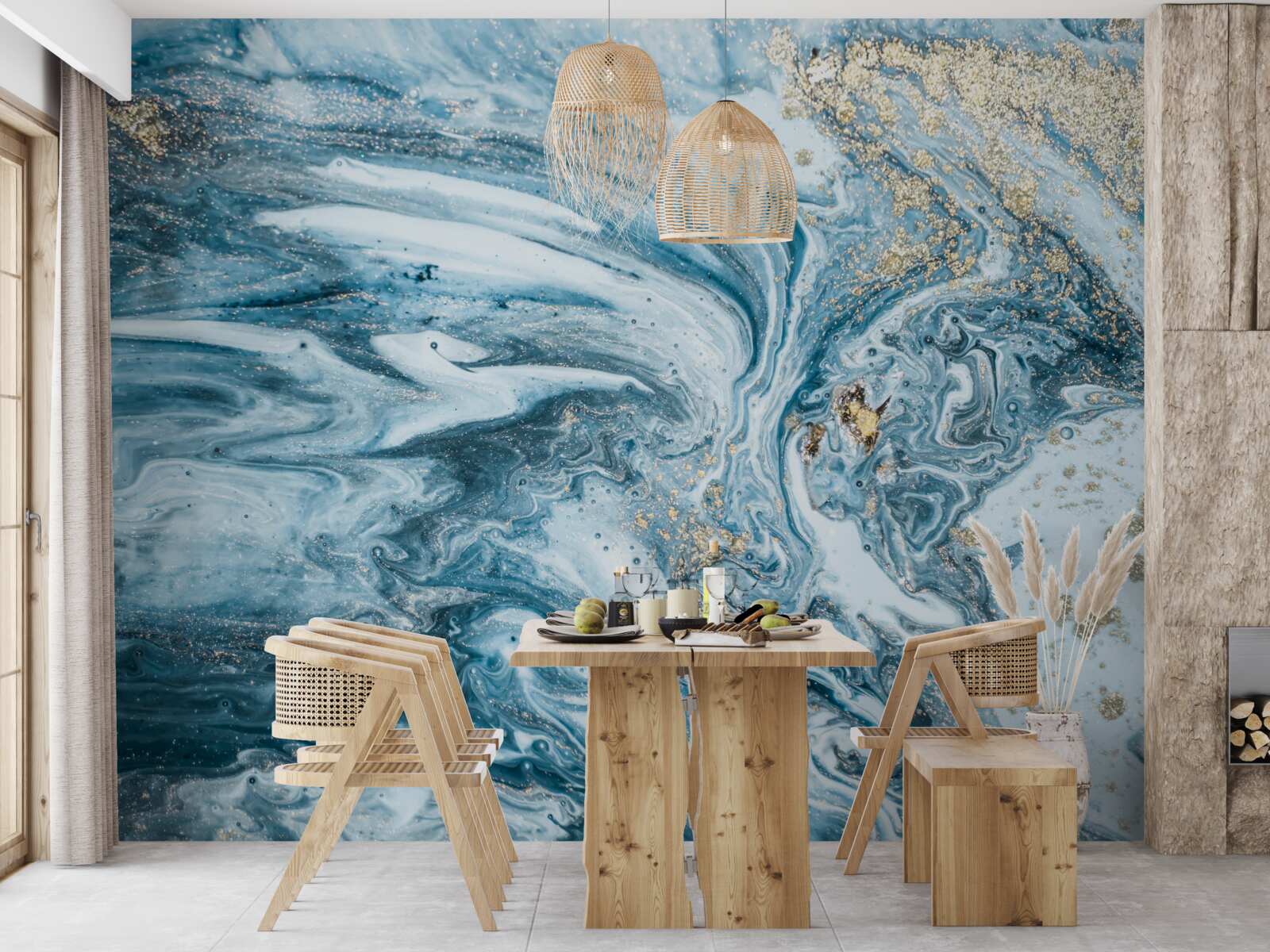 Fotobehang turkse blauwe vloeistof