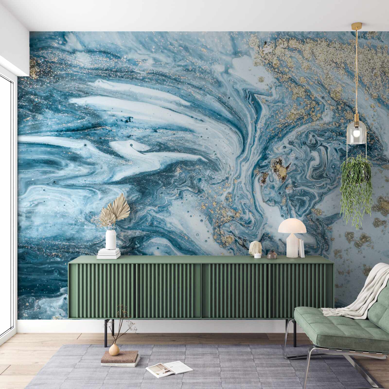 Fotobehang turkse blauwe vloeistof