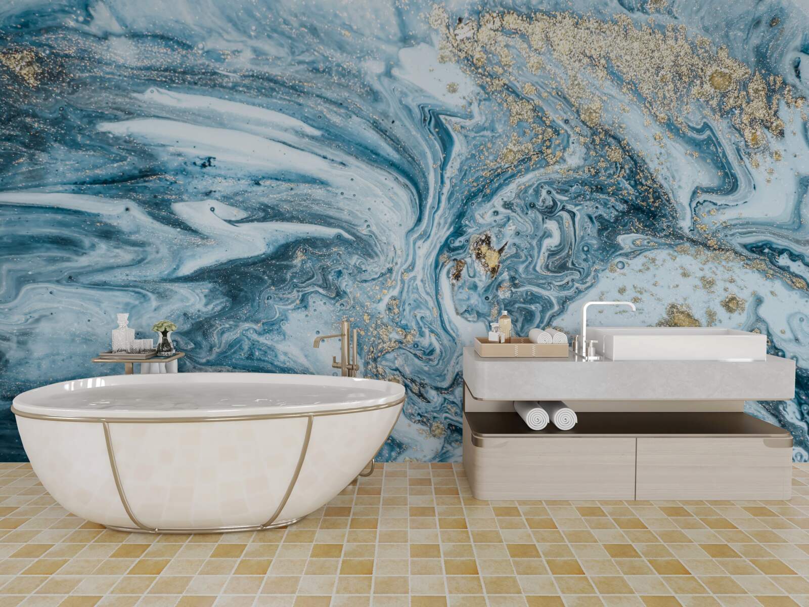 Fotobehang turkse blauwe vloeistof