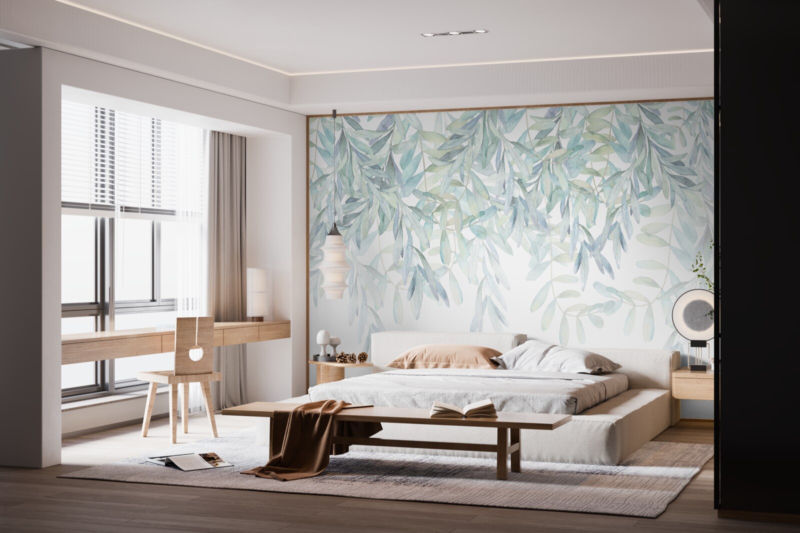 Fotobehang weelderige groene planten op een witte achtergrond