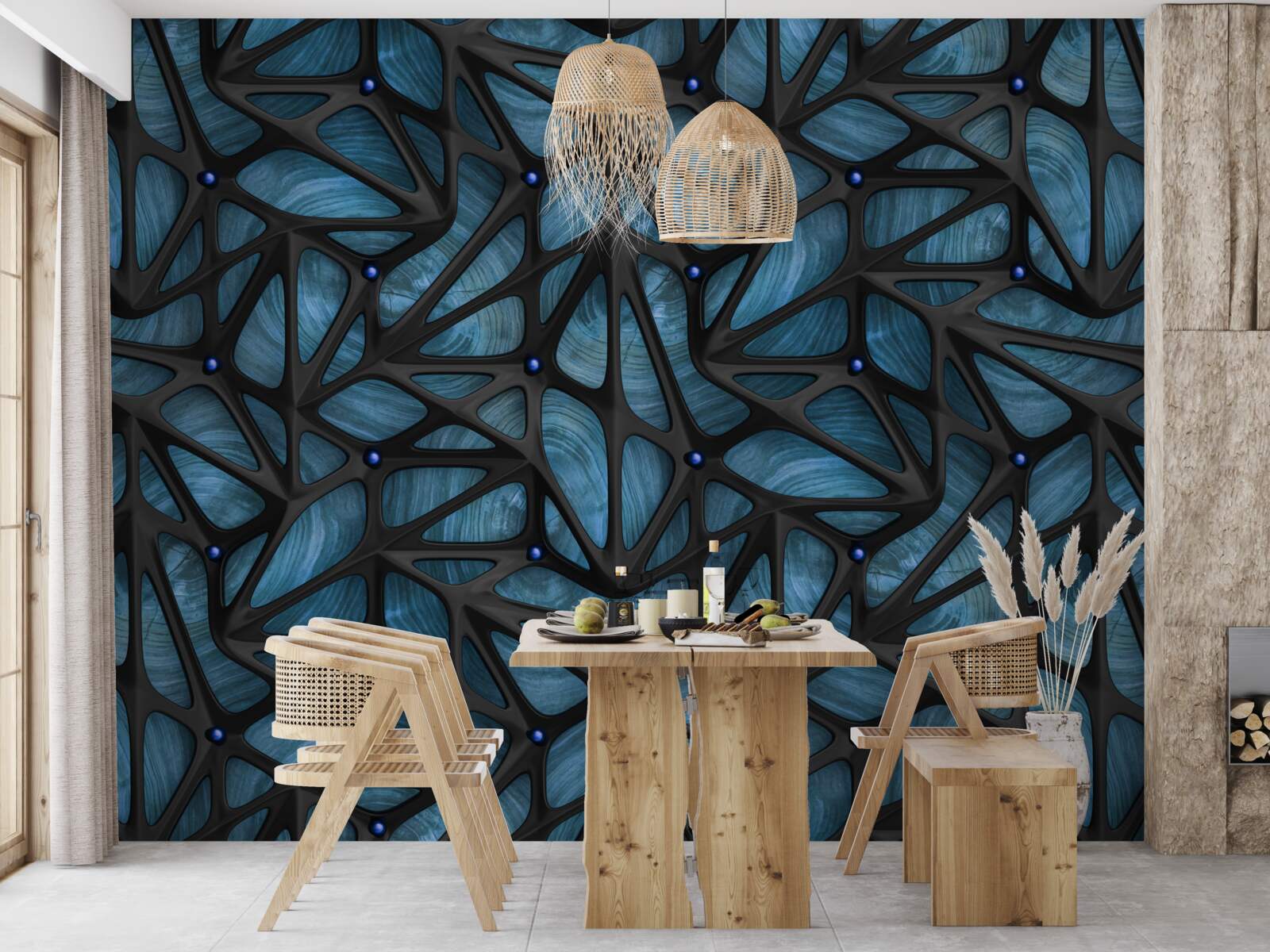 Fotobehang Maanlicht verlicht het met bladeren bedekte nachtbos