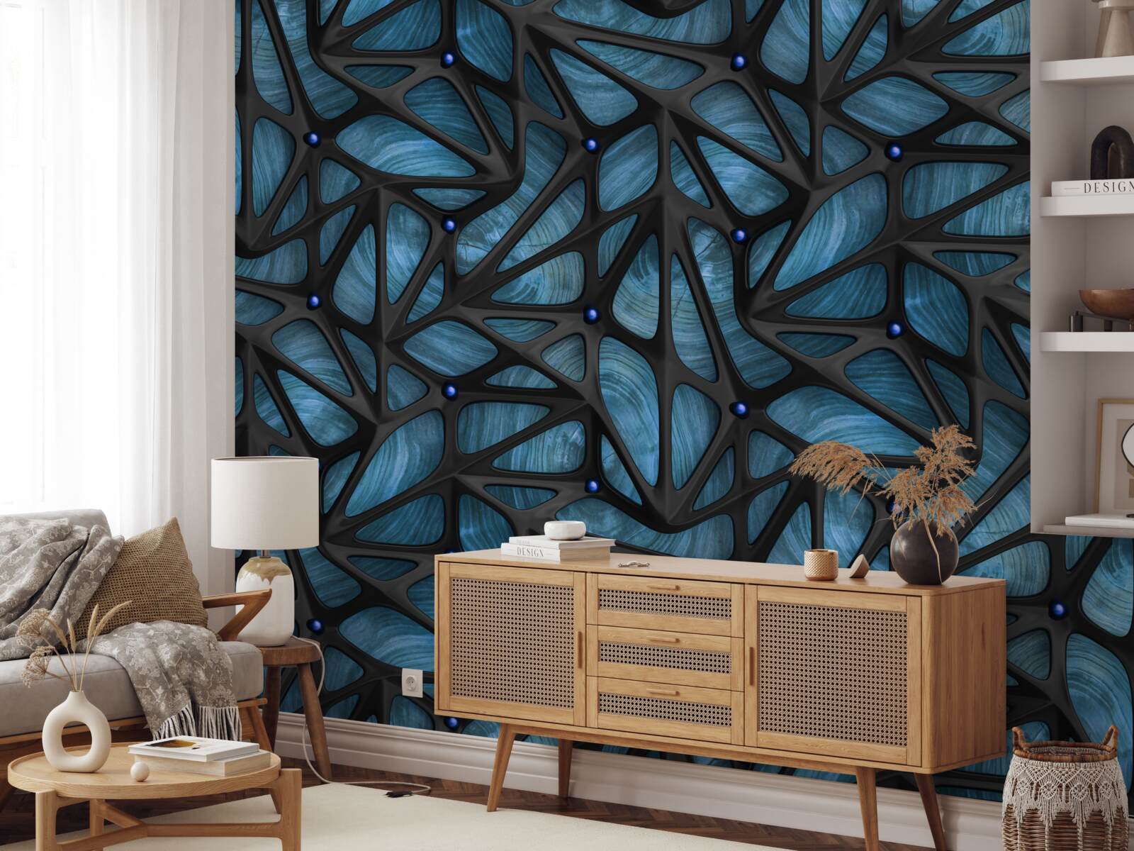 Fotobehang Maanlicht verlicht het met bladeren bedekte nachtbos