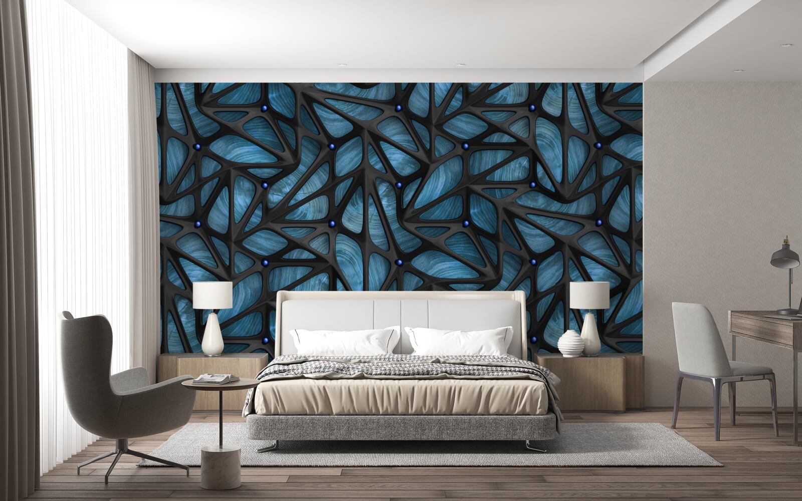 Fotobehang Maanlicht verlicht het met bladeren bedekte nachtbos