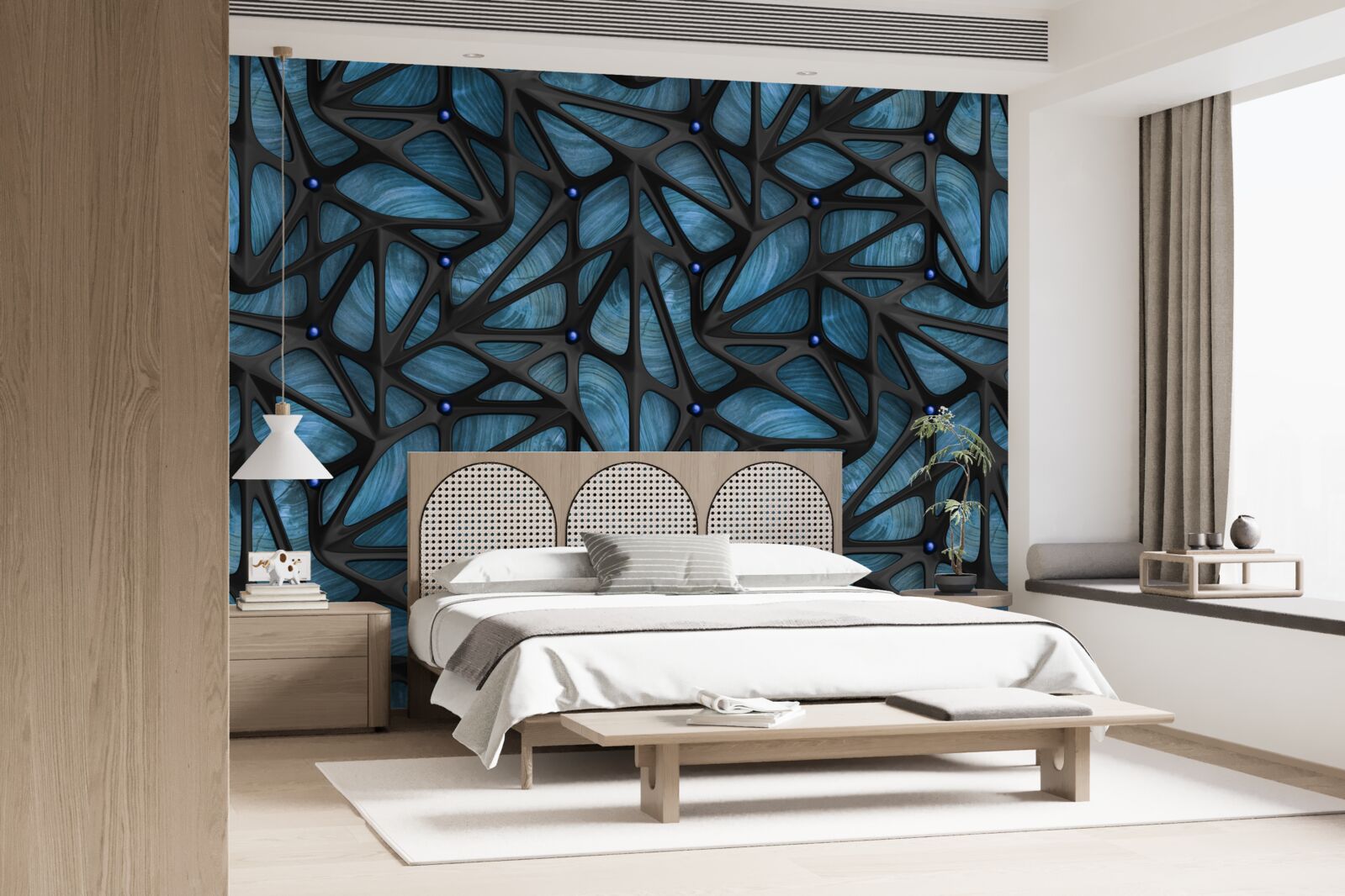 Fotobehang Maanlicht verlicht het met bladeren bedekte nachtbos