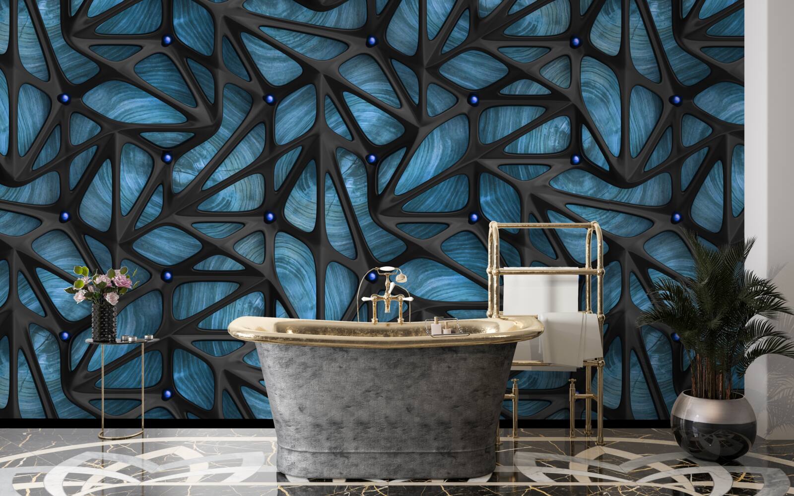 Fotobehang Maanlicht verlicht het met bladeren bedekte nachtbos