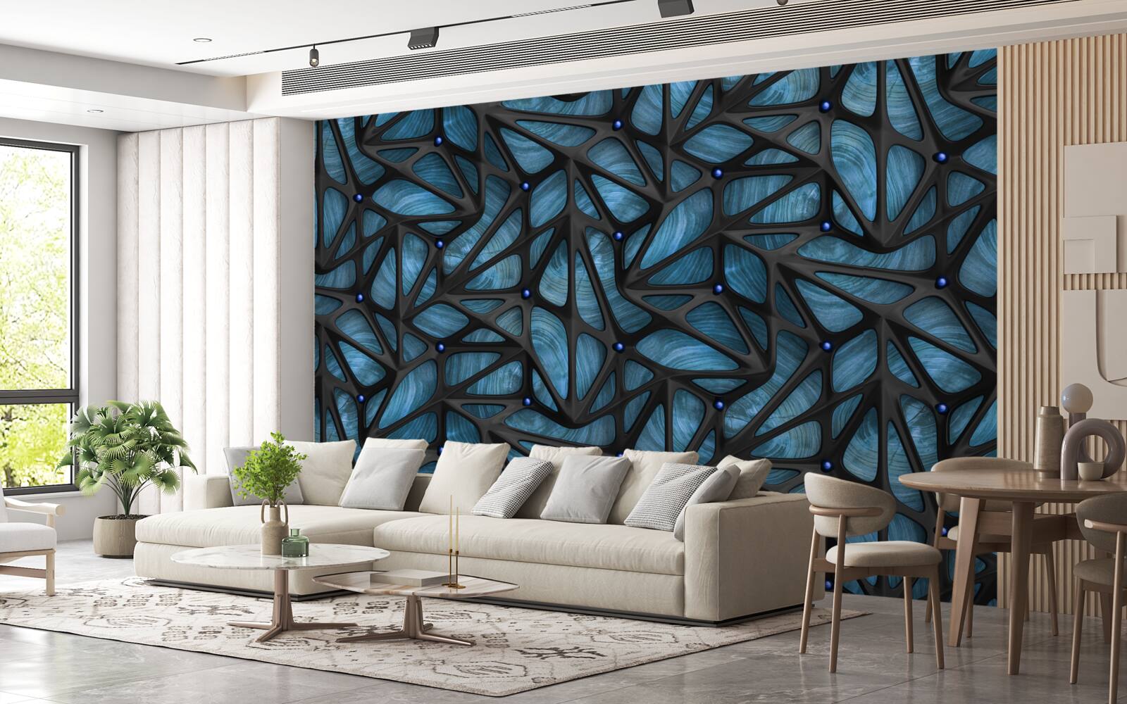 Fotobehang Maanlicht verlicht het met bladeren bedekte nachtbos