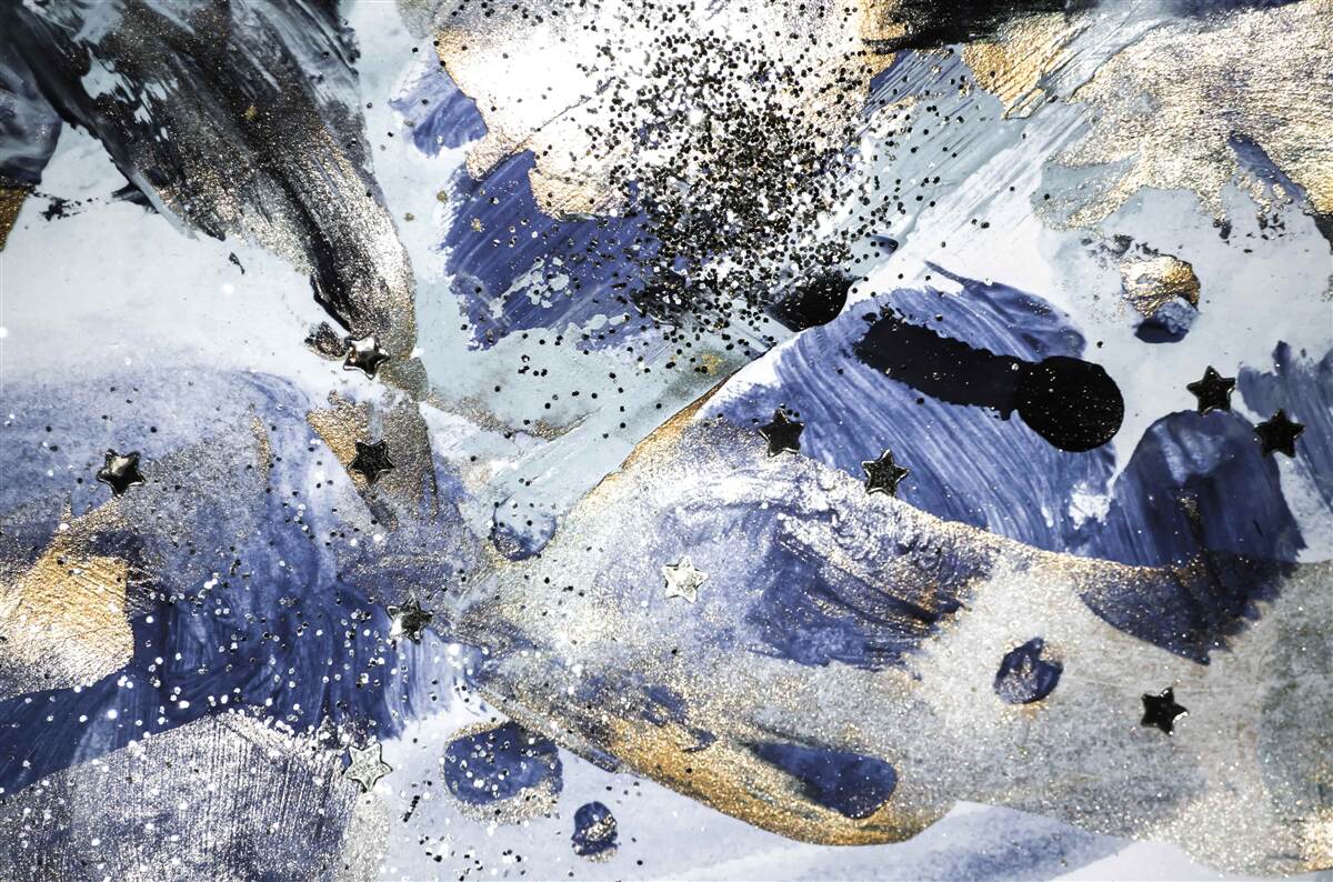 Fotobehang Goud- en blauwtinten in een abstract ontwerp