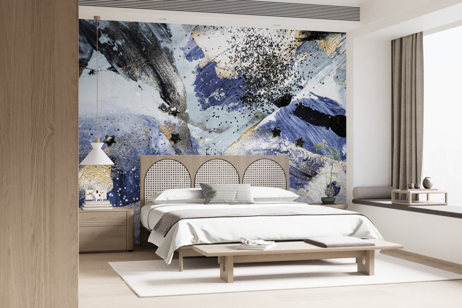 Fotobehang Goud- en blauwtinten in een abstract ontwerp