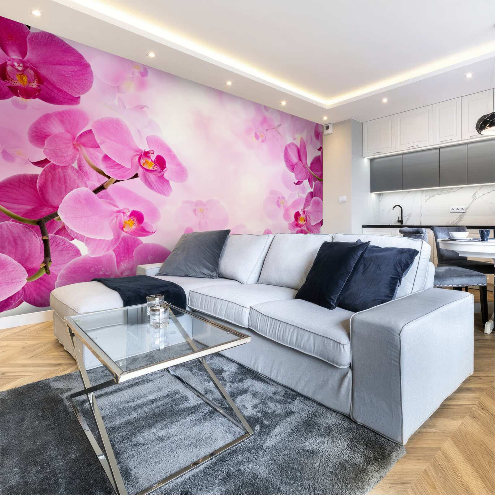 Fotobehang de knoppen van de paarse orchidee zijn groot