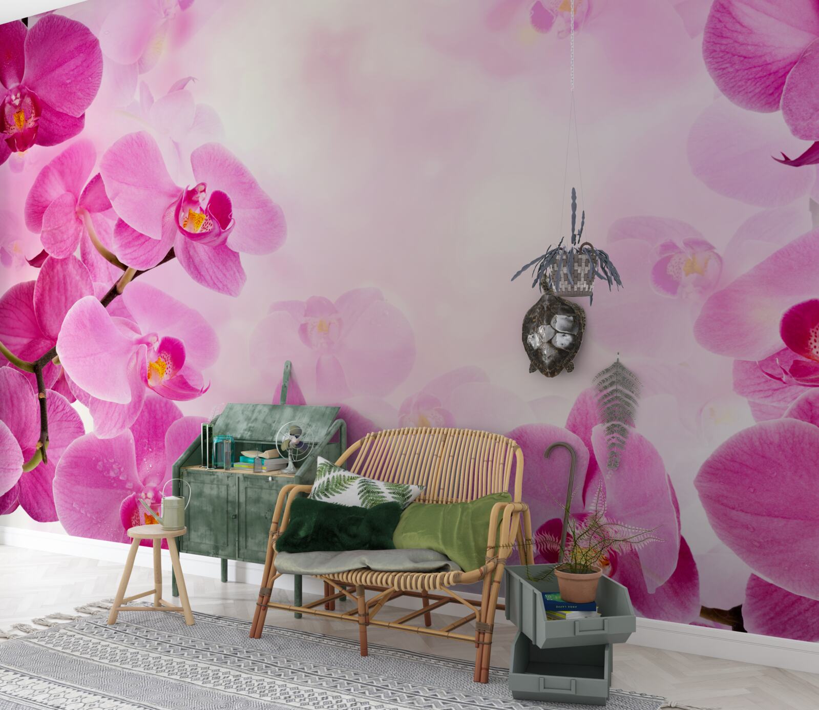 Fotobehang de knoppen van de paarse orchidee zijn groot