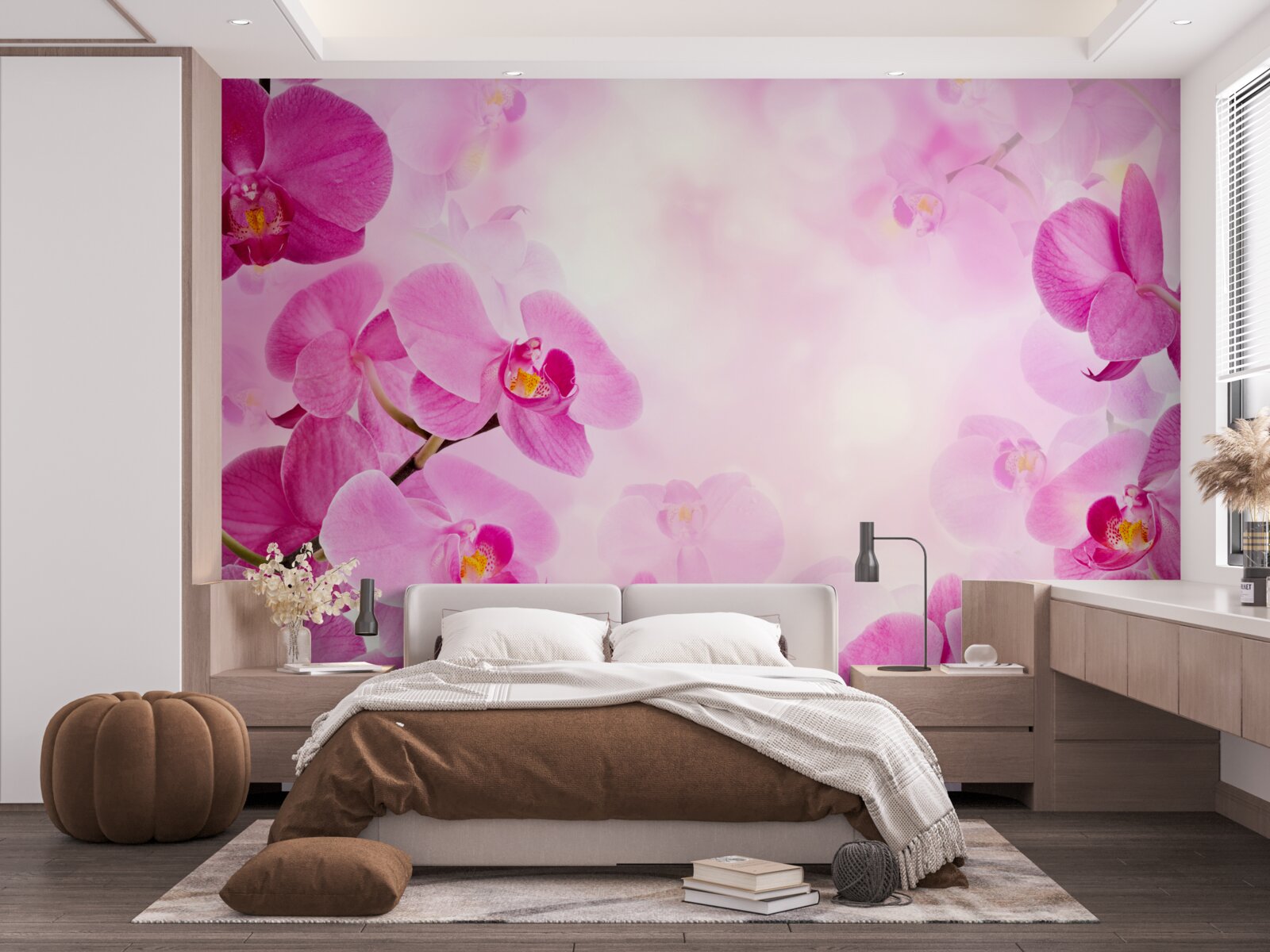 Fotobehang de knoppen van de paarse orchidee zijn groot