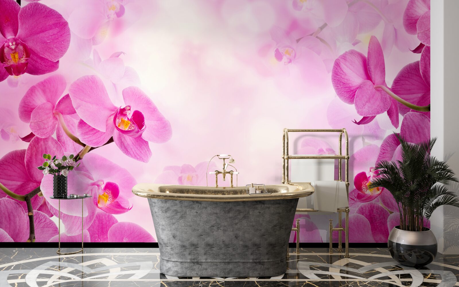 Fotobehang de knoppen van de paarse orchidee zijn groot