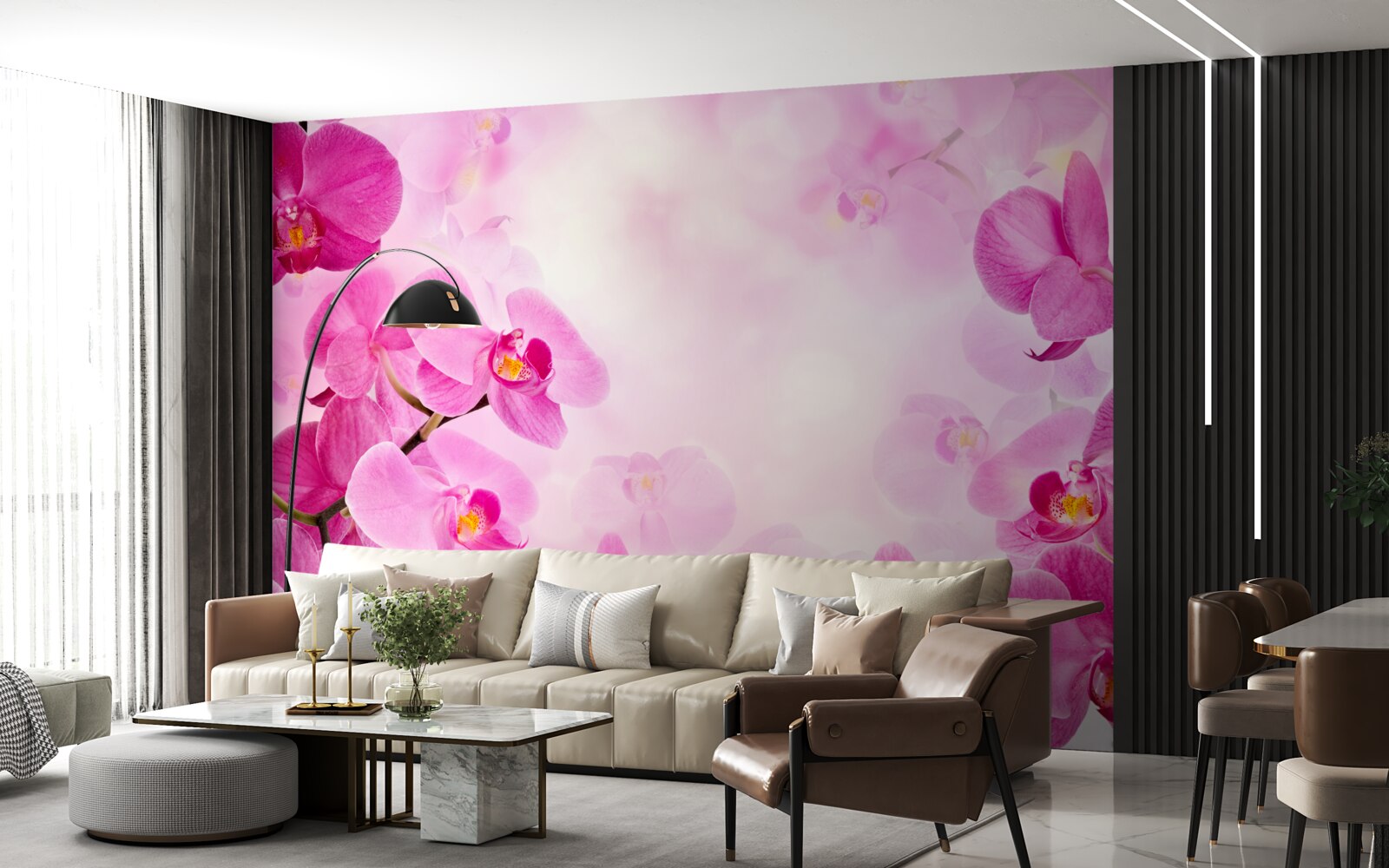 Fotobehang de knoppen van de paarse orchidee zijn groot