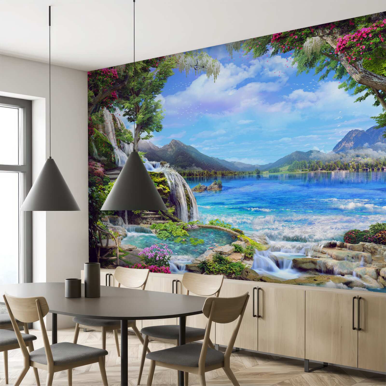 Fotobehang oase in de bergen