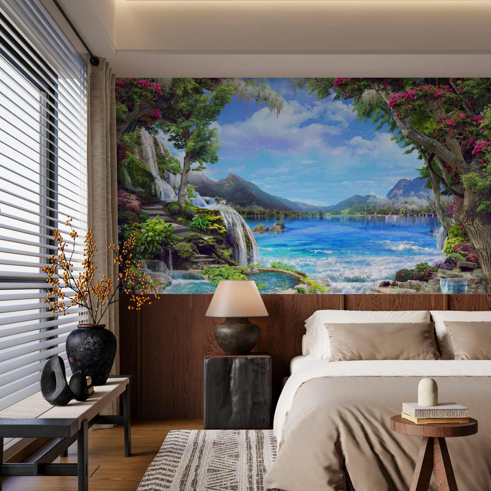 Fotobehang oase in de bergen