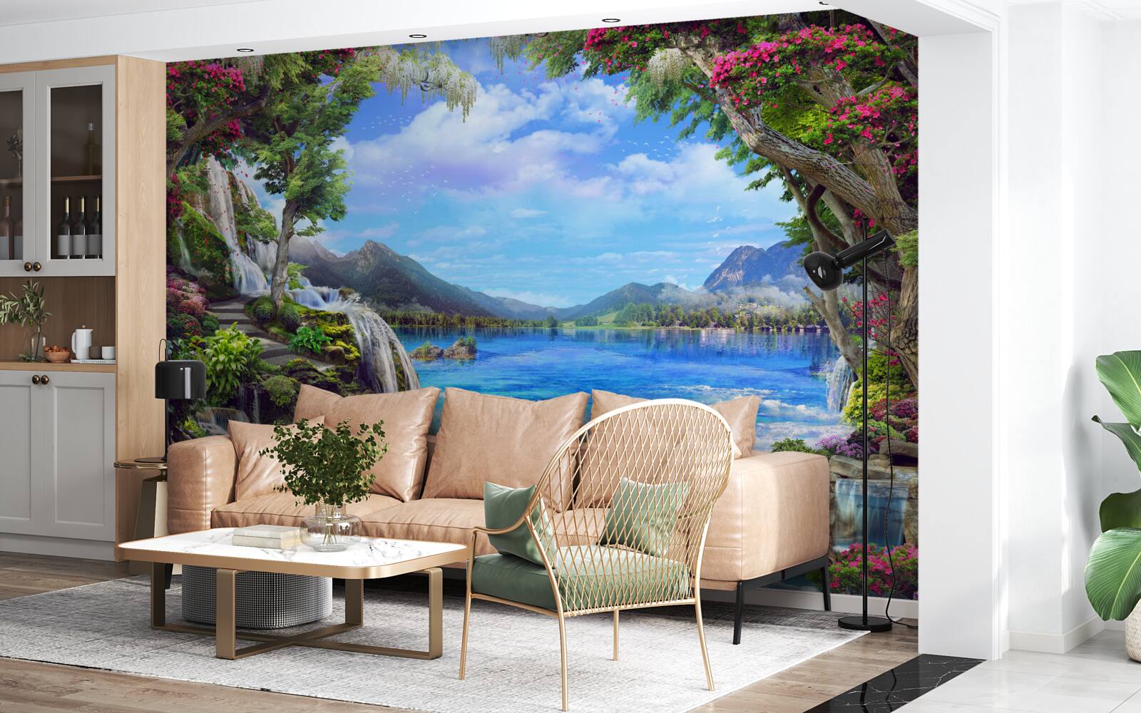 Fotobehang oase in de bergen