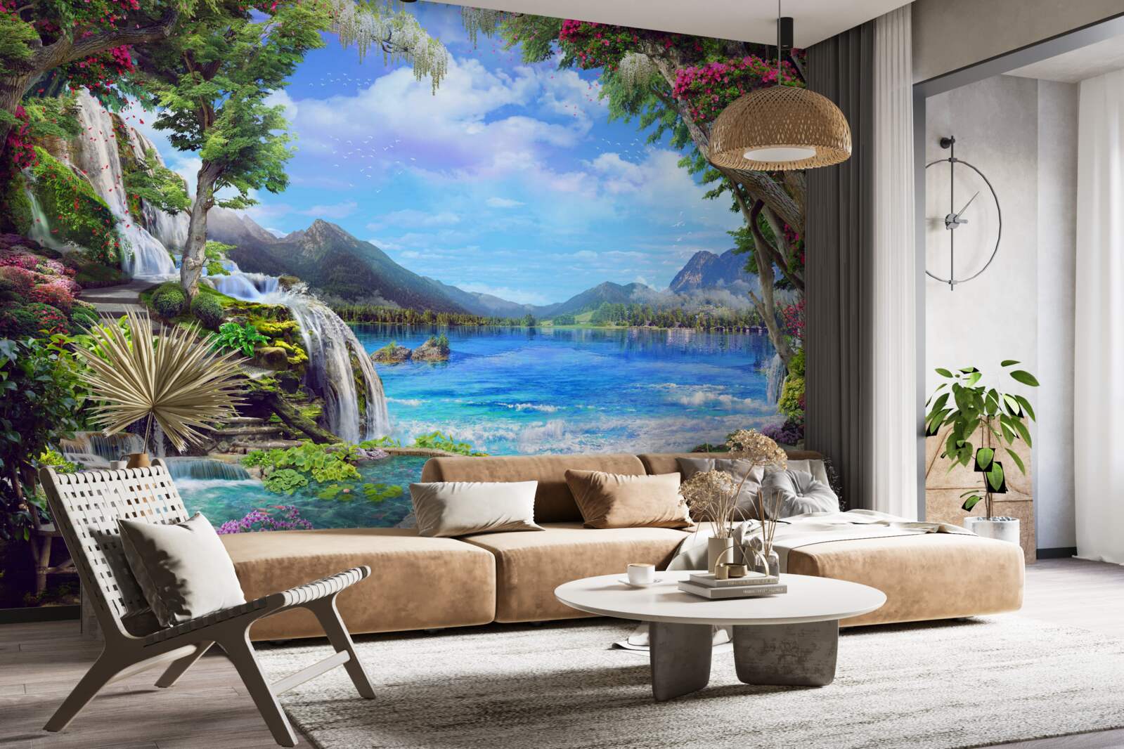 Fotobehang oase in de bergen