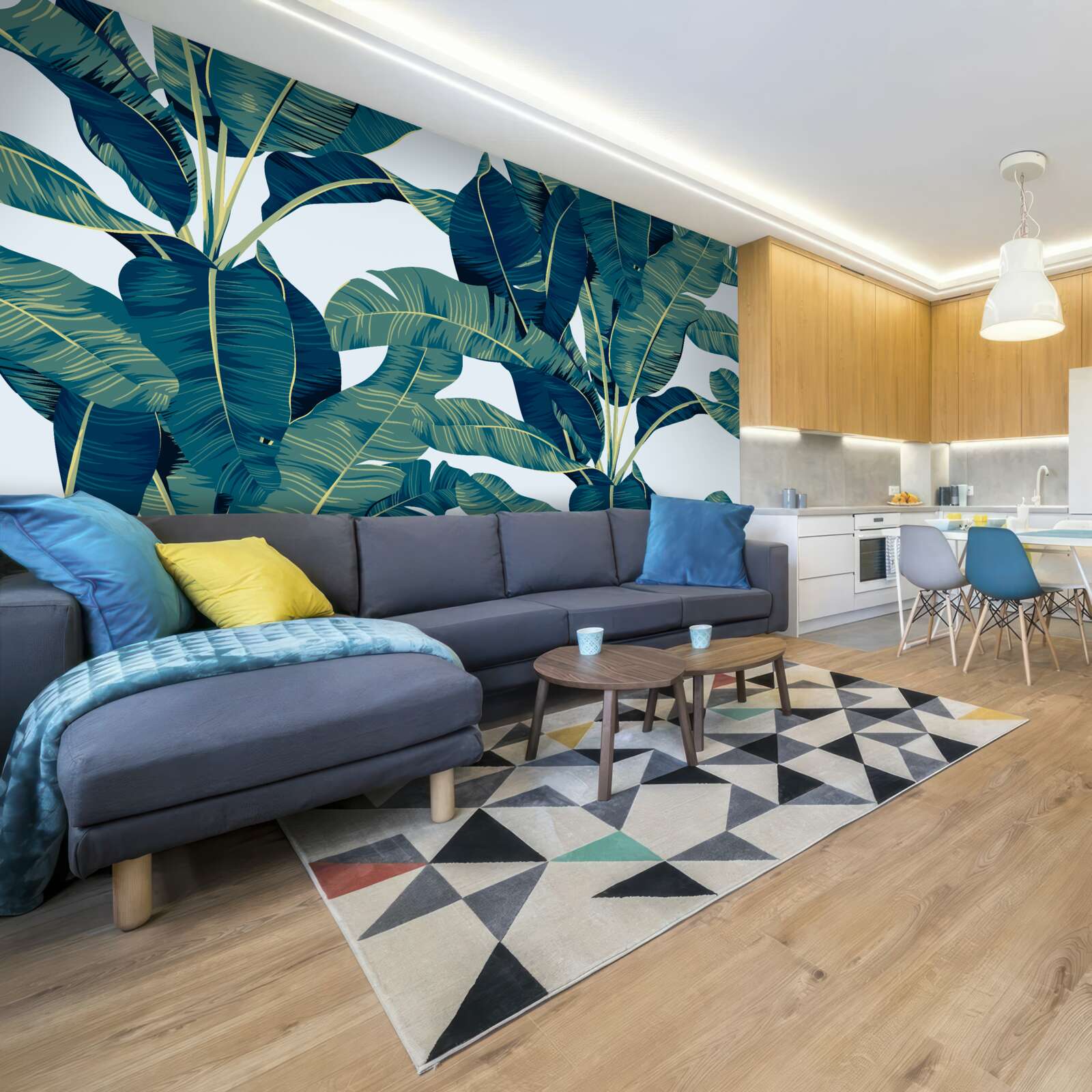 Fotobehang donkergroene varenbladeren afgewisseld met