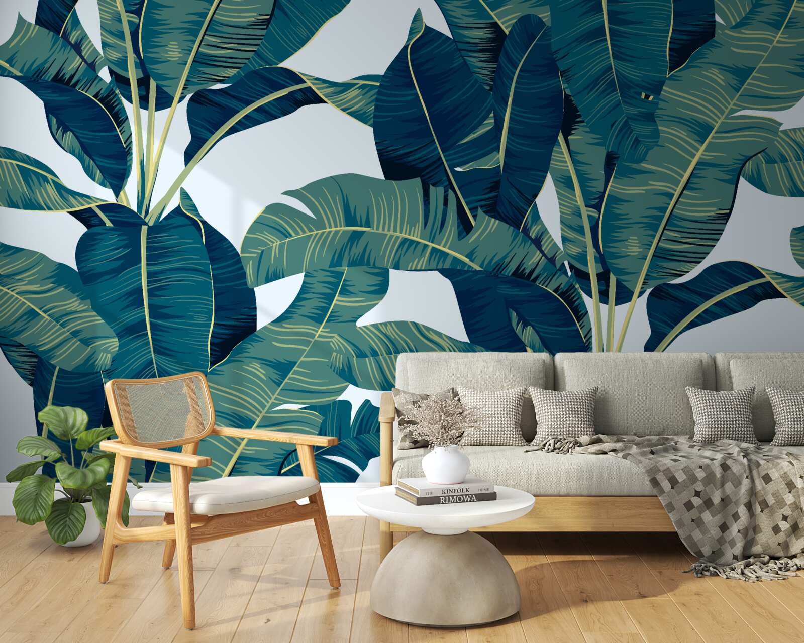 Fotobehang donkergroene varenbladeren afgewisseld met