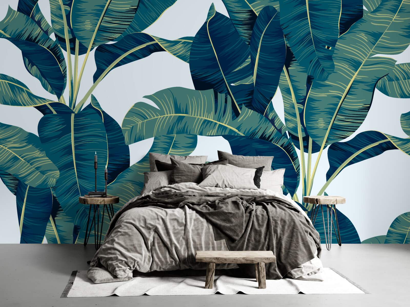 Fotobehang donkergroene varenbladeren afgewisseld met