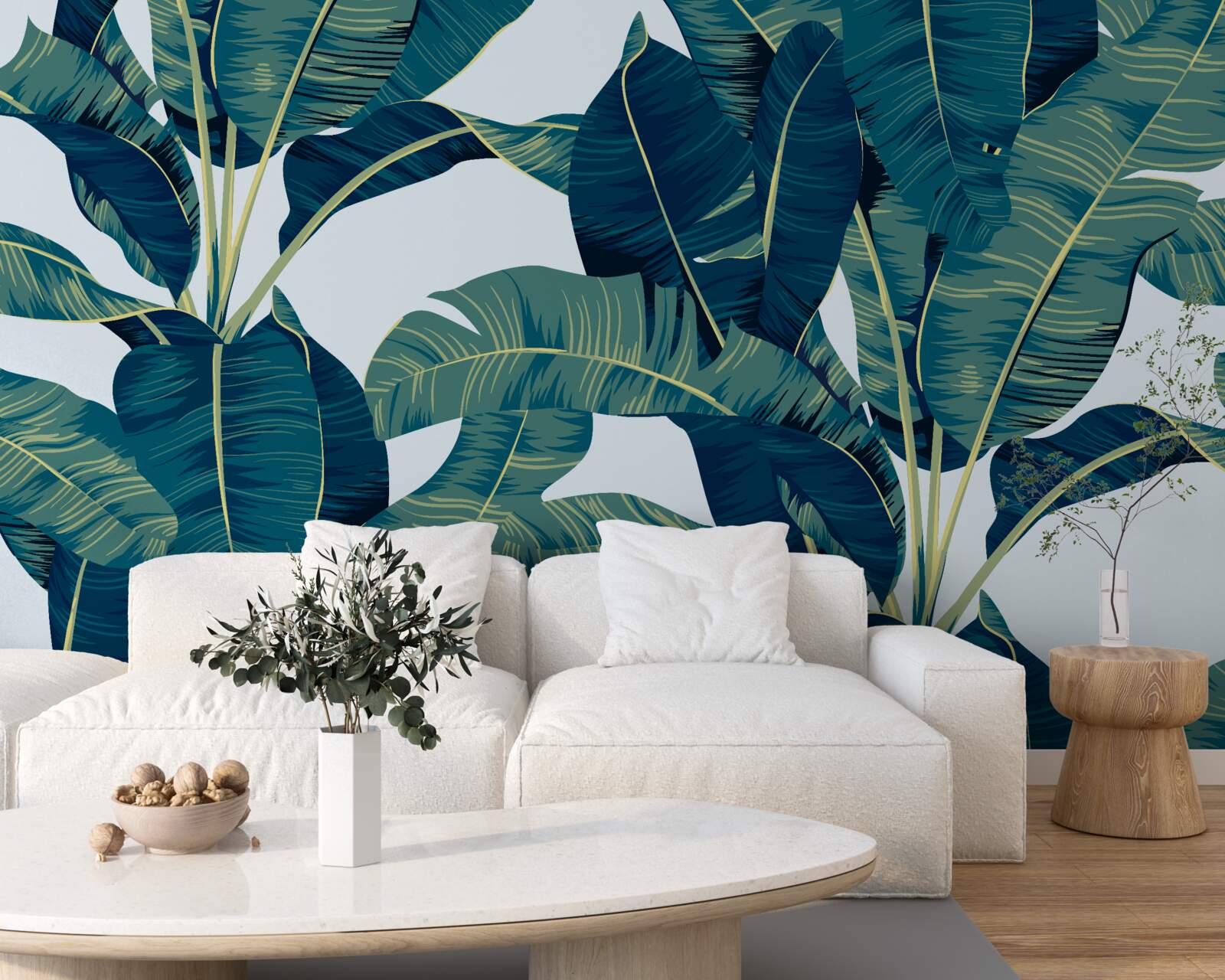 Fotobehang donkergroene varenbladeren afgewisseld met