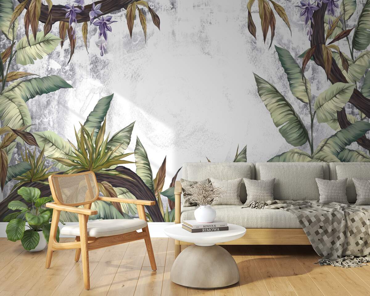 Fotobehang de bladeren van tropische flora zijn groen