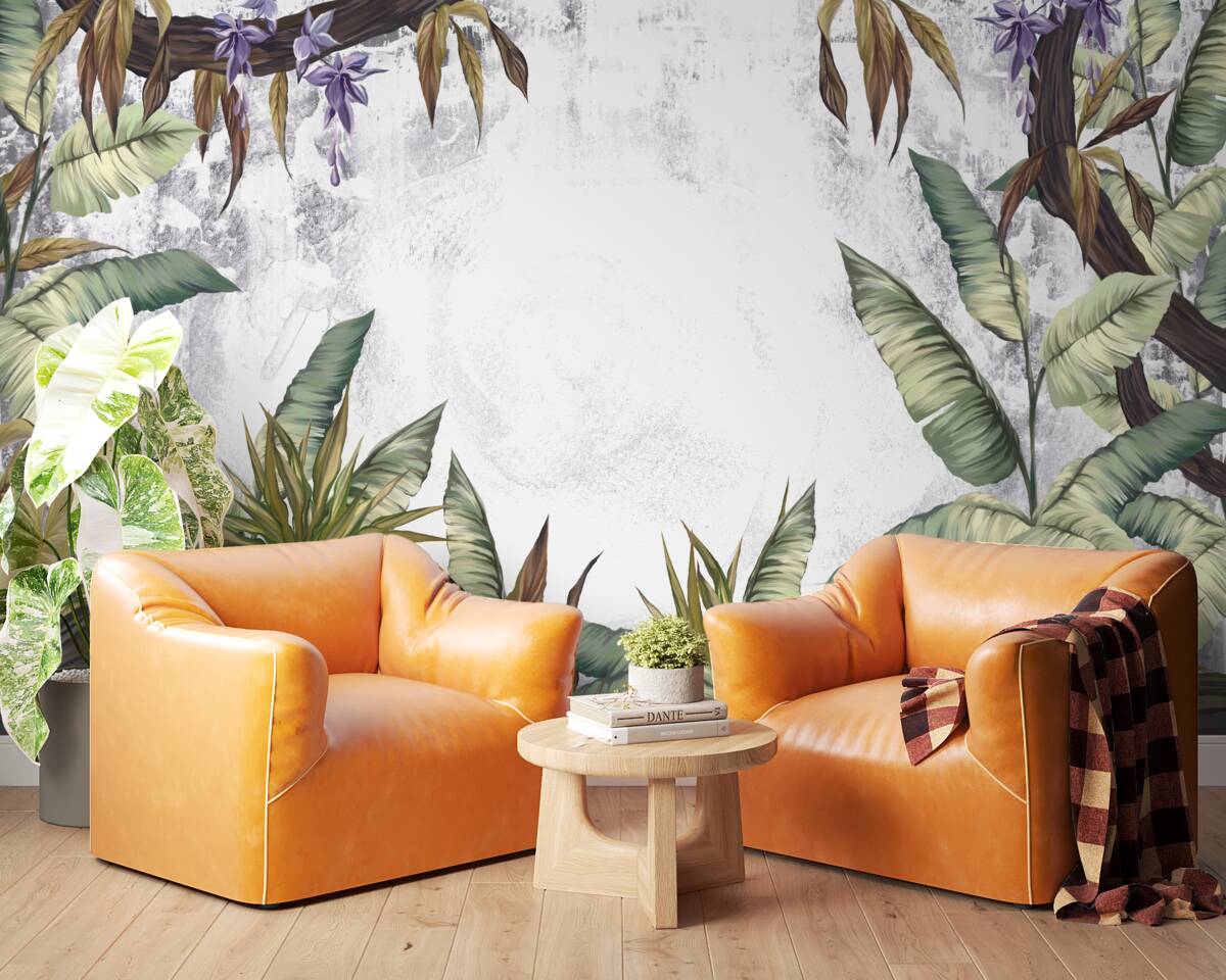 Fotobehang de bladeren van tropische flora zijn groen