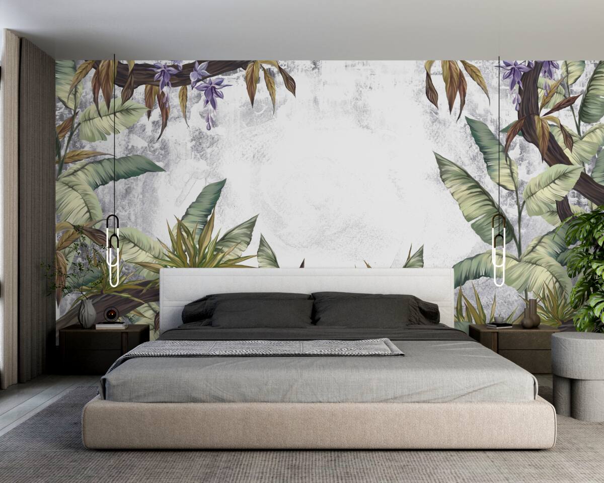 Fotobehang de bladeren van tropische flora zijn groen