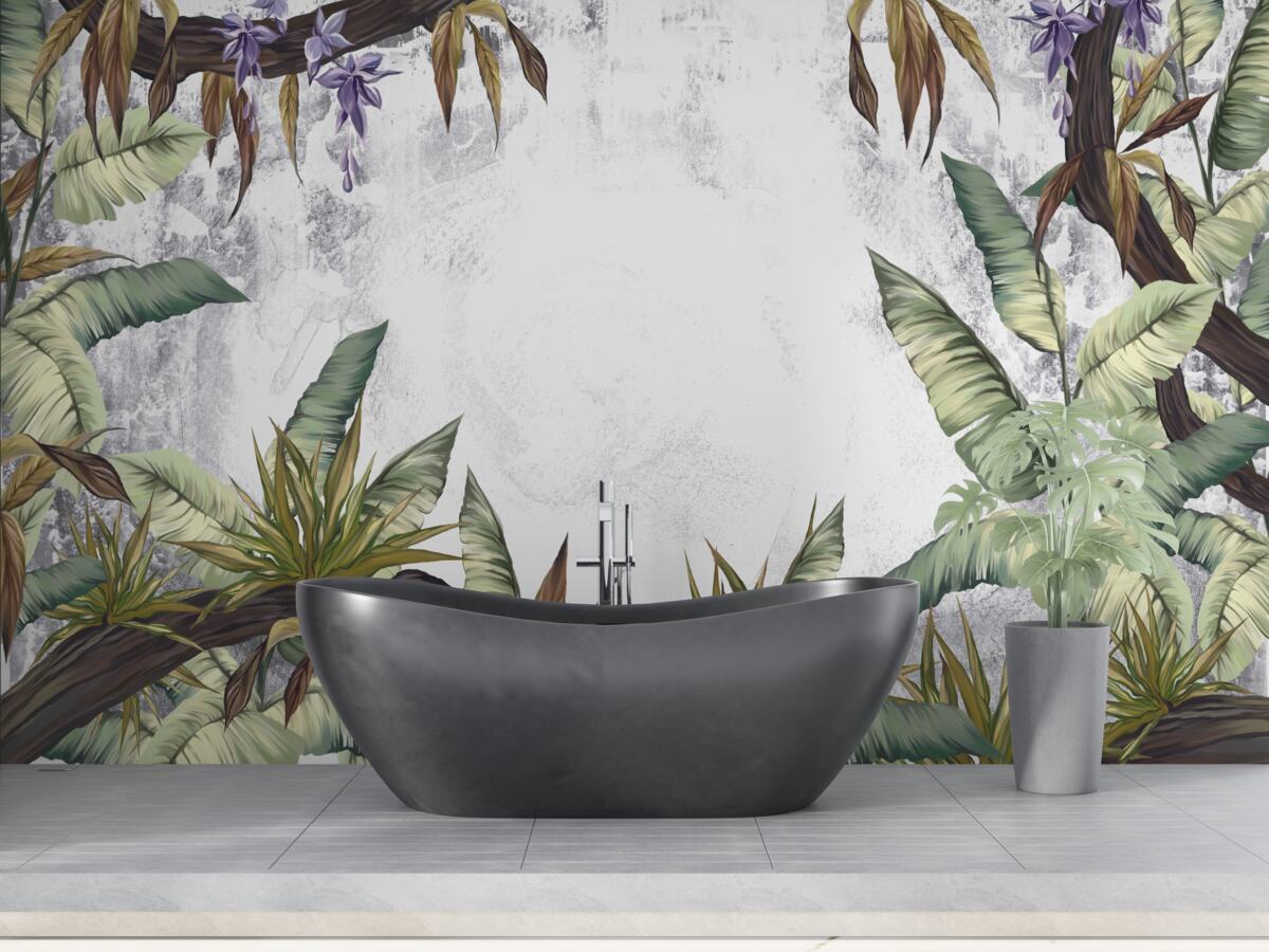 Fotobehang de bladeren van tropische flora zijn groen