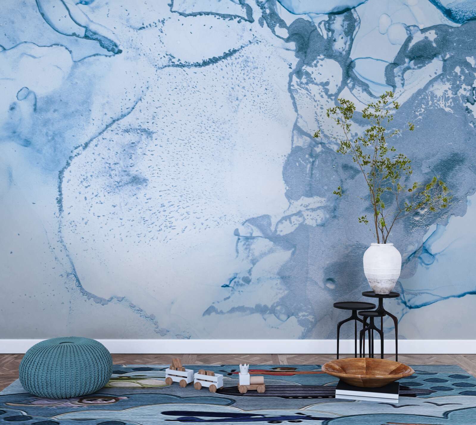 Fotobehang combinatie van turquoise en blauwe zeegolven