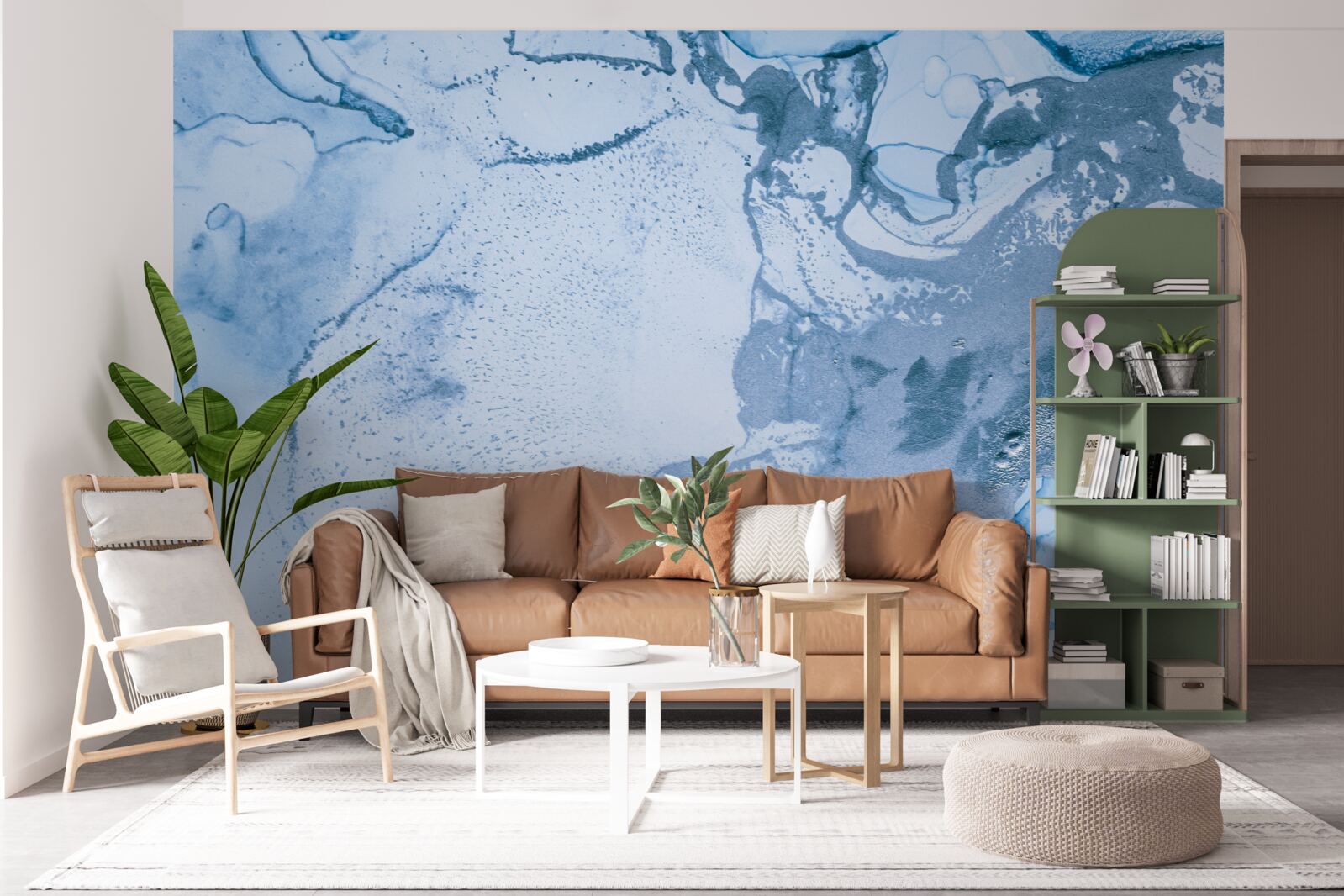 Fotobehang combinatie van turquoise en blauwe zeegolven